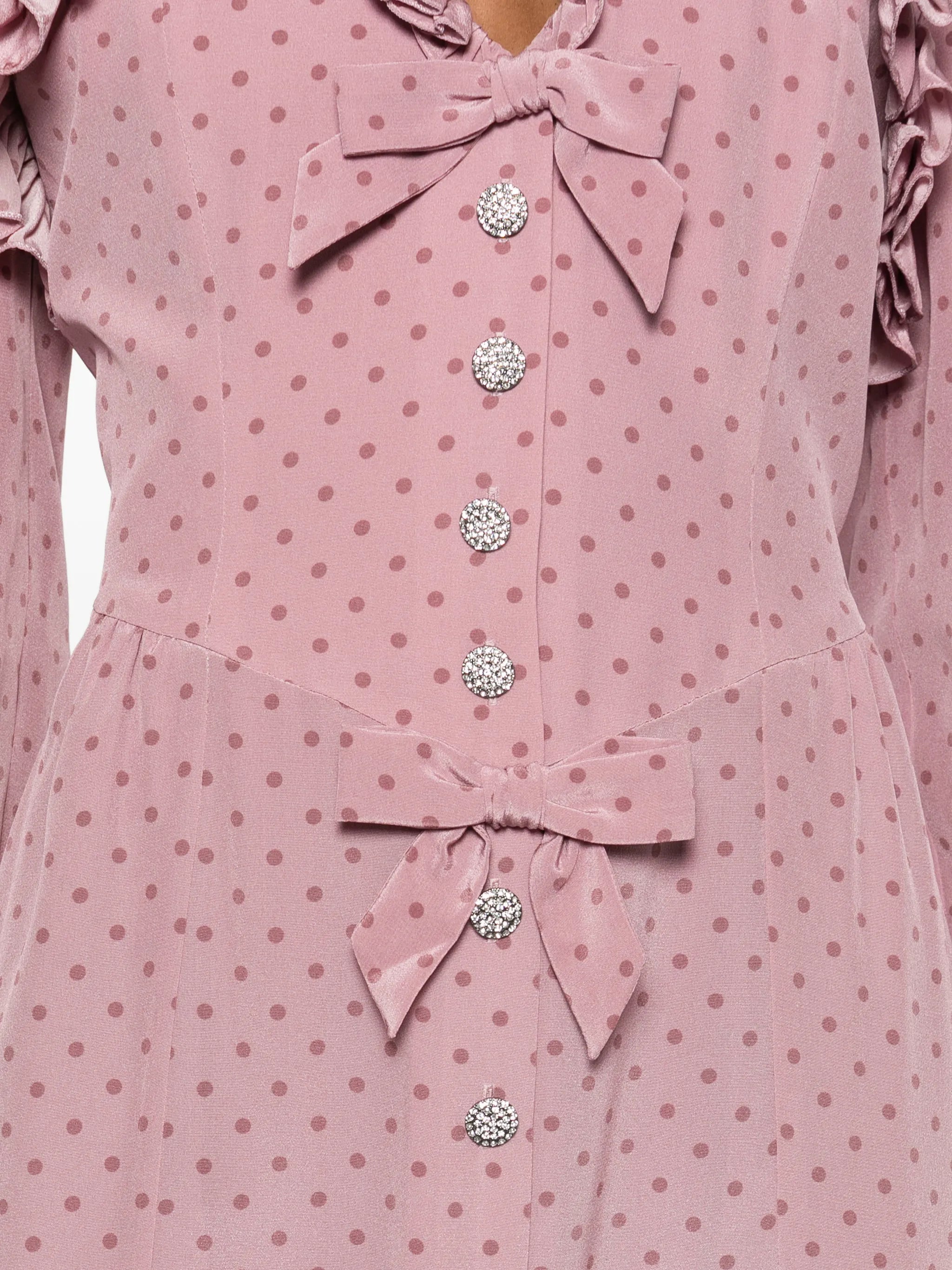 polka-dot ruffled midi dress