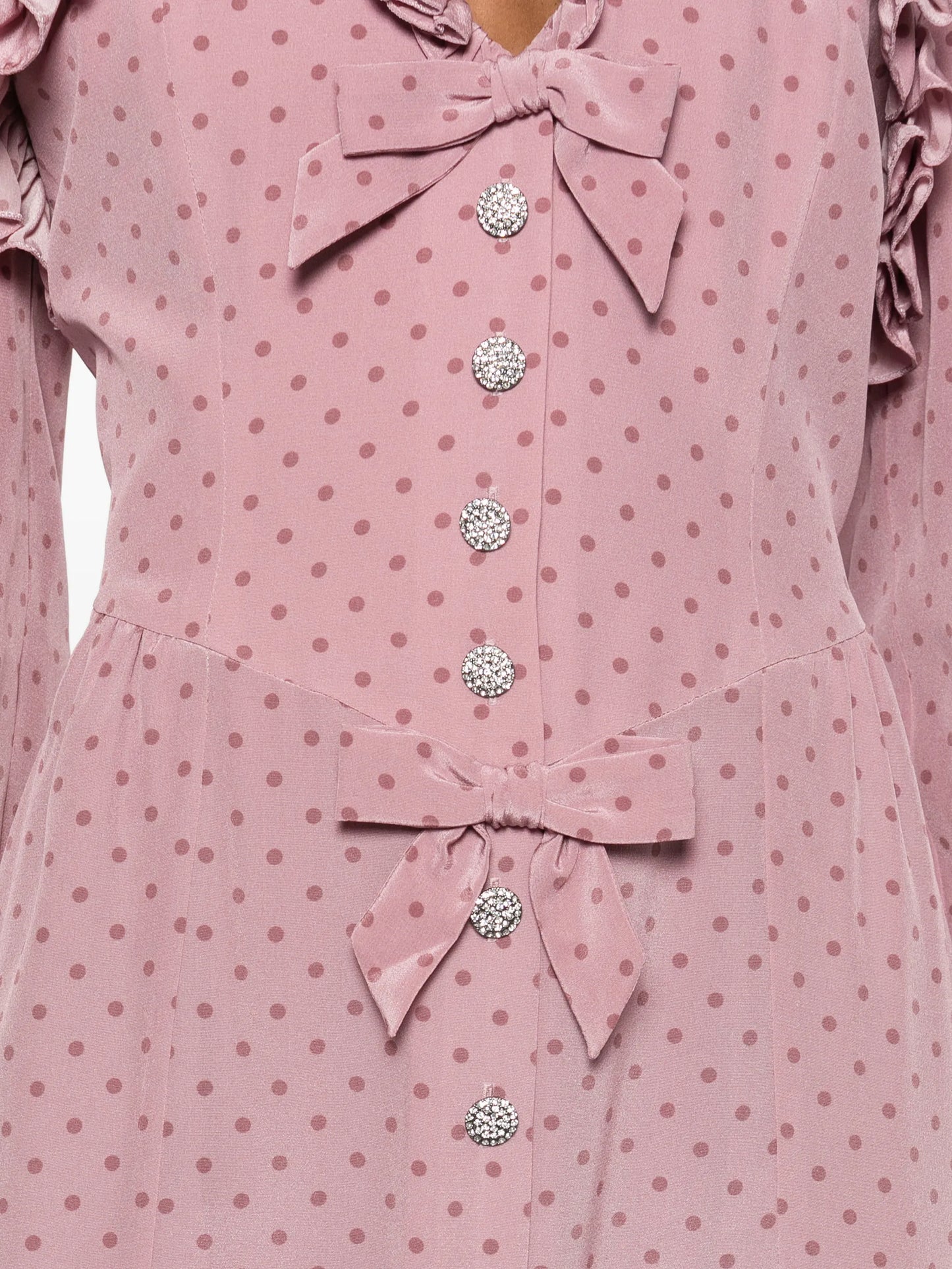 polka-dot ruffled midi dress