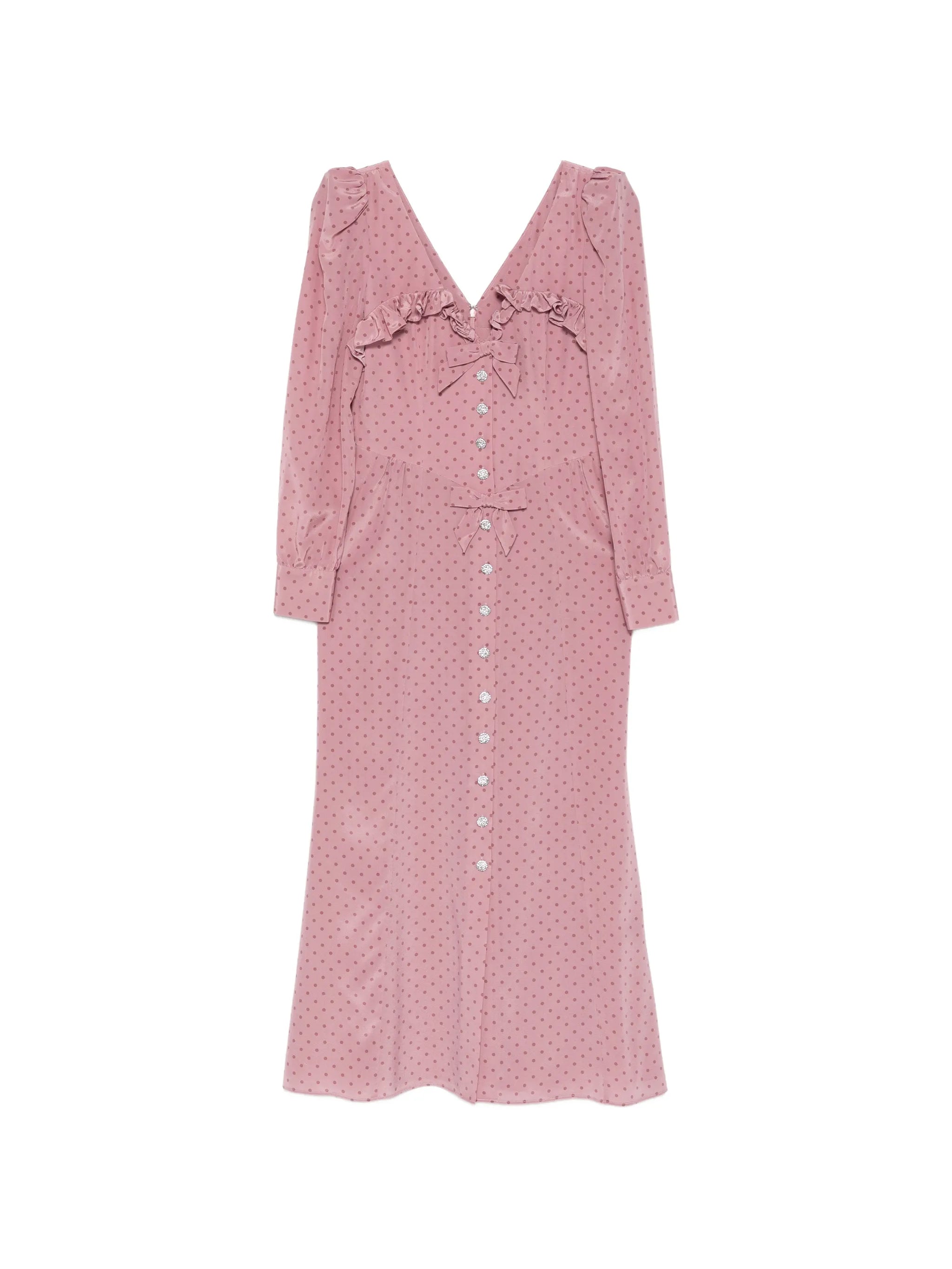 polka-dot ruffled midi dress