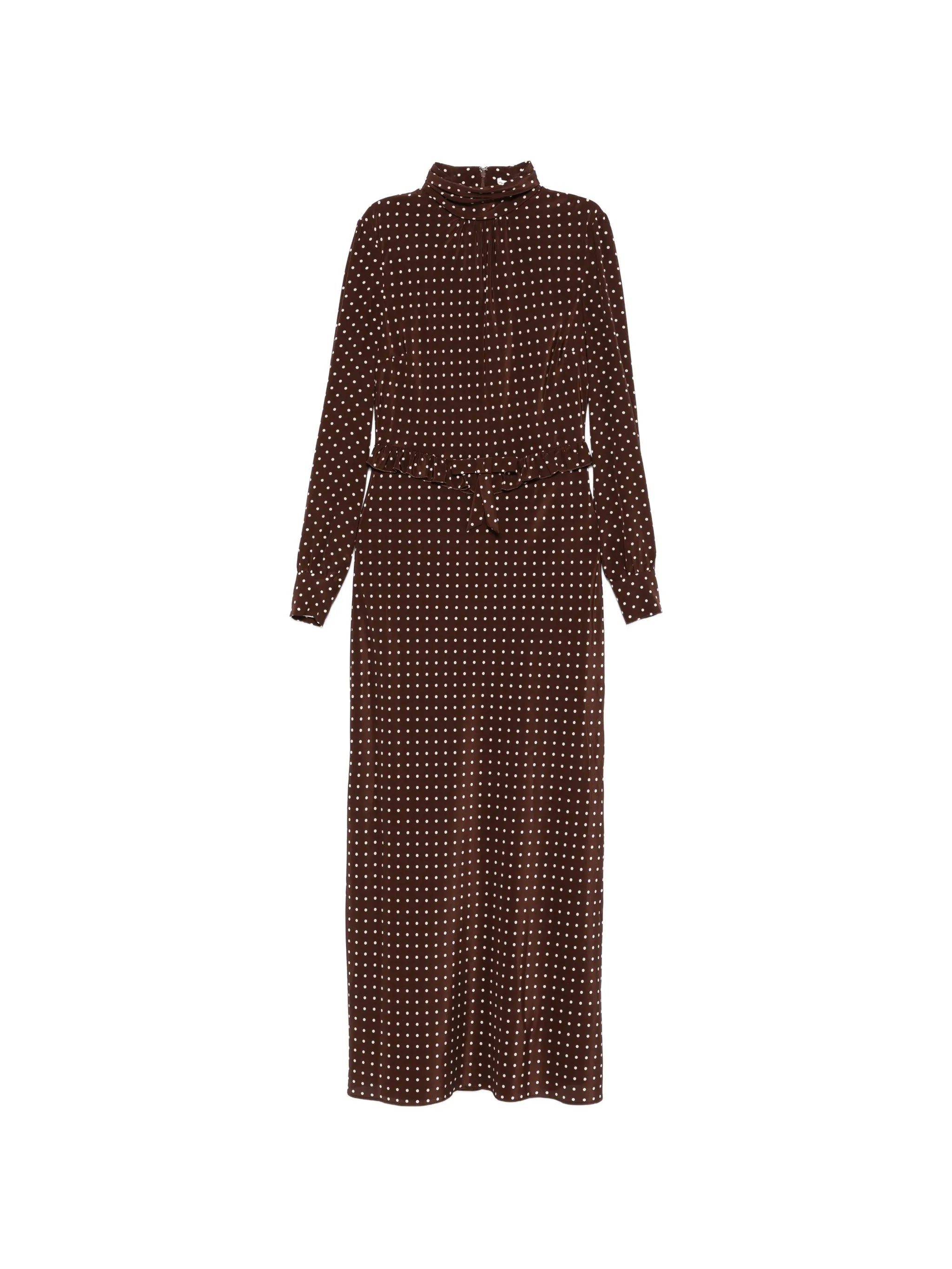 polka dot print high-neck midi dress