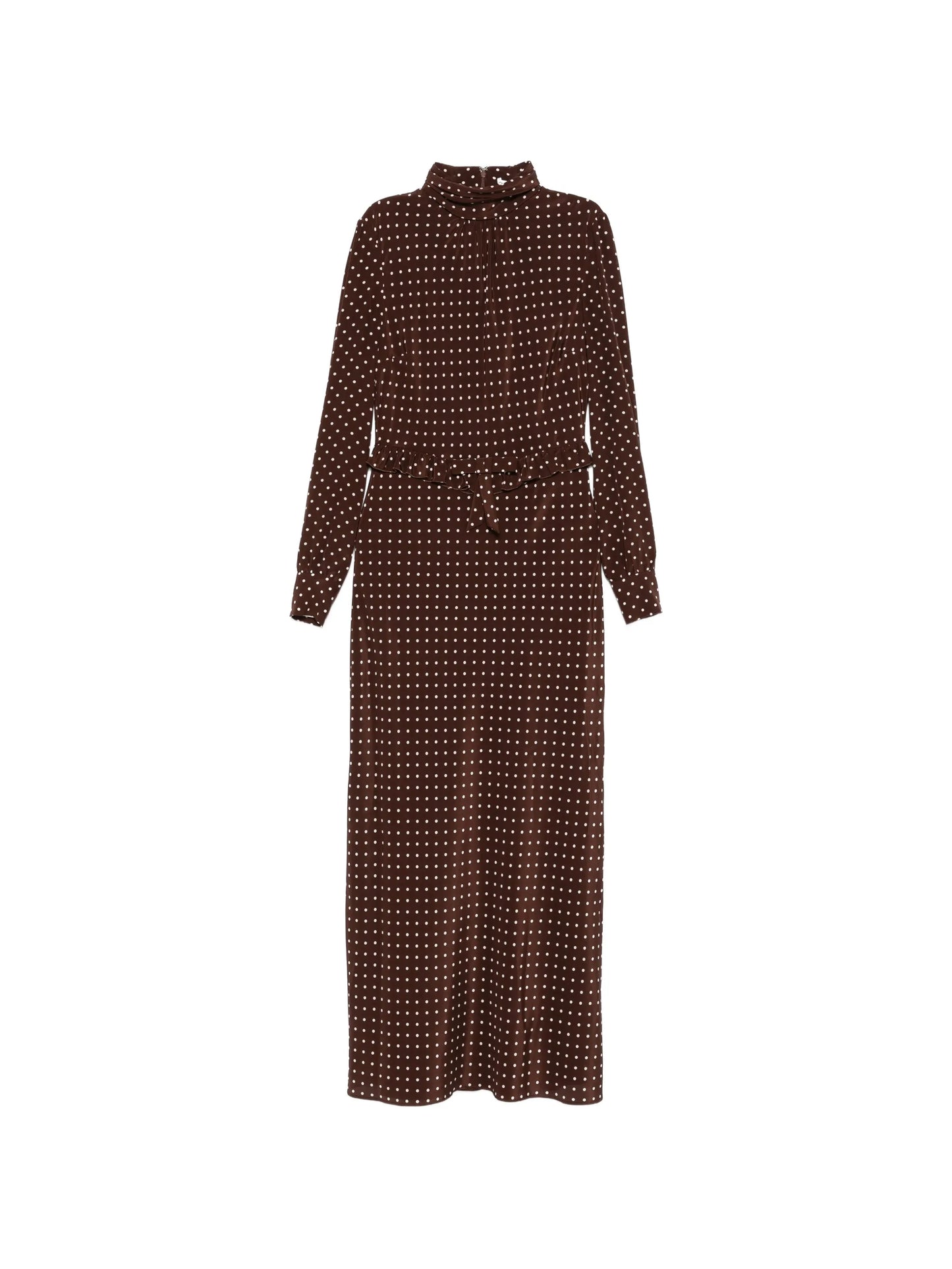 polka dot print high-neck midi dress