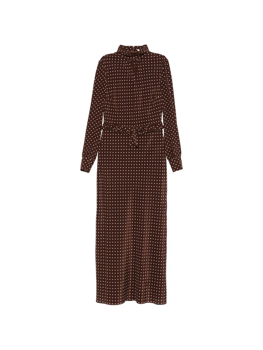 polka dot print high-neck midi dress