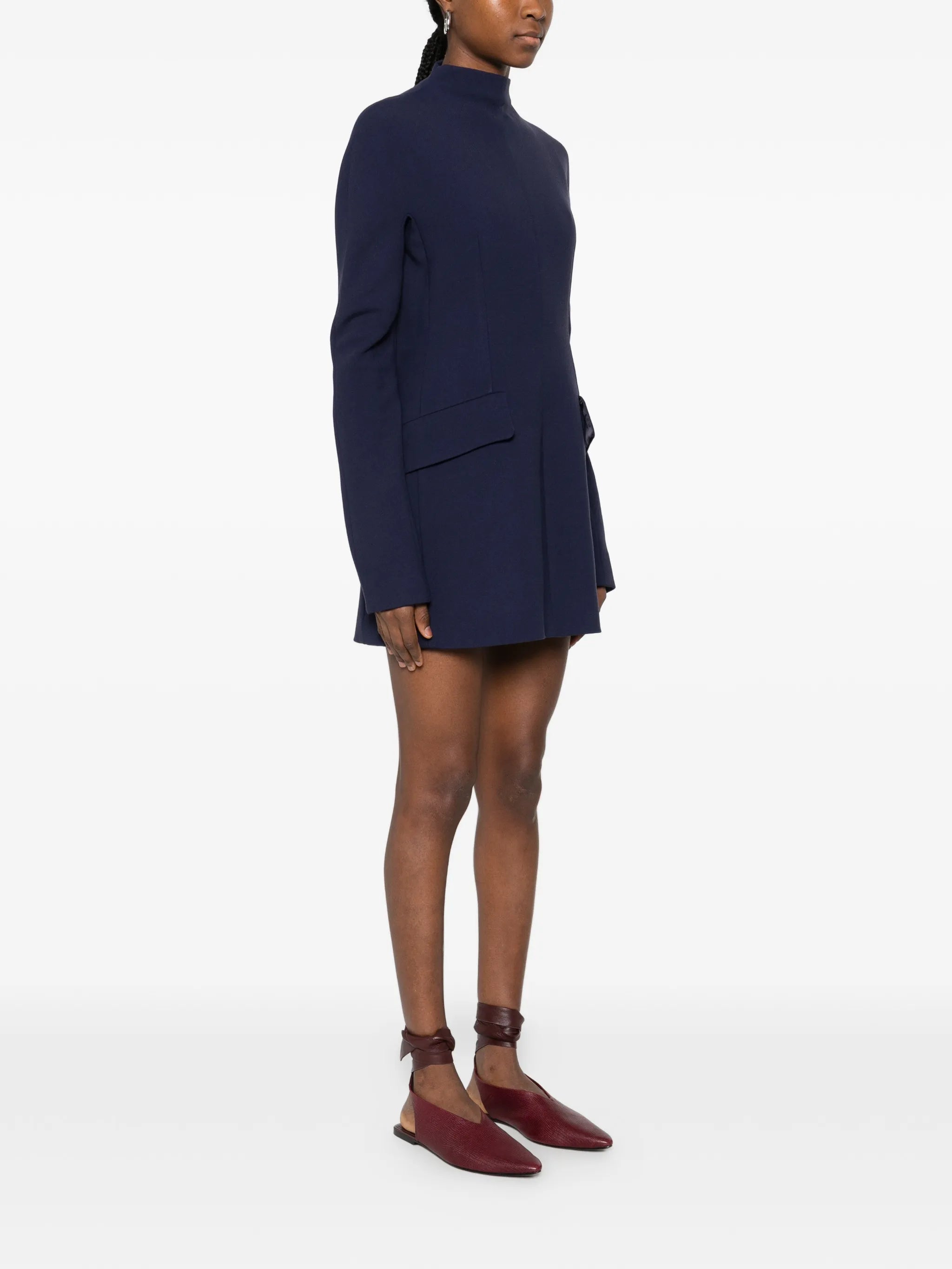 SPXTEFRITE pockets high-neck mini dress