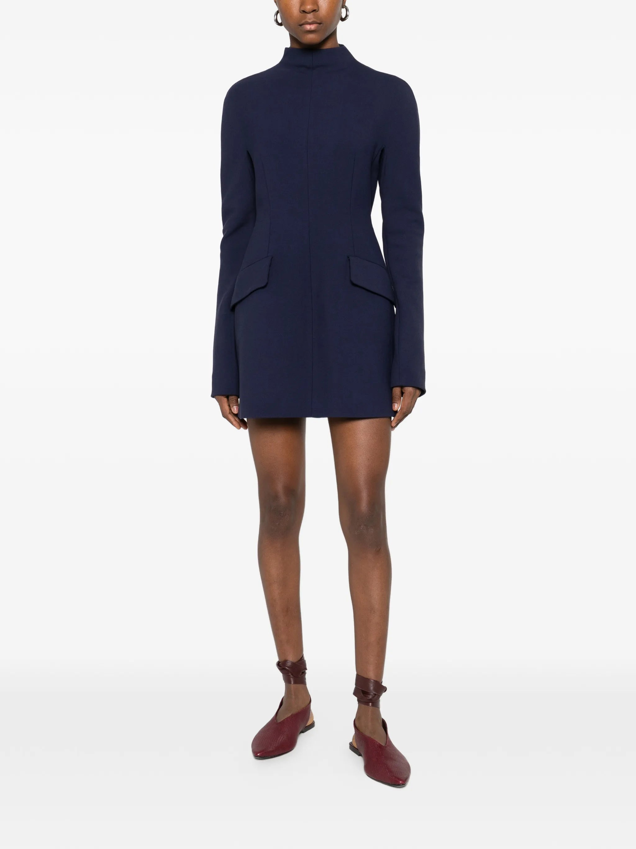 SPXTEFRITE pockets high-neck mini dress