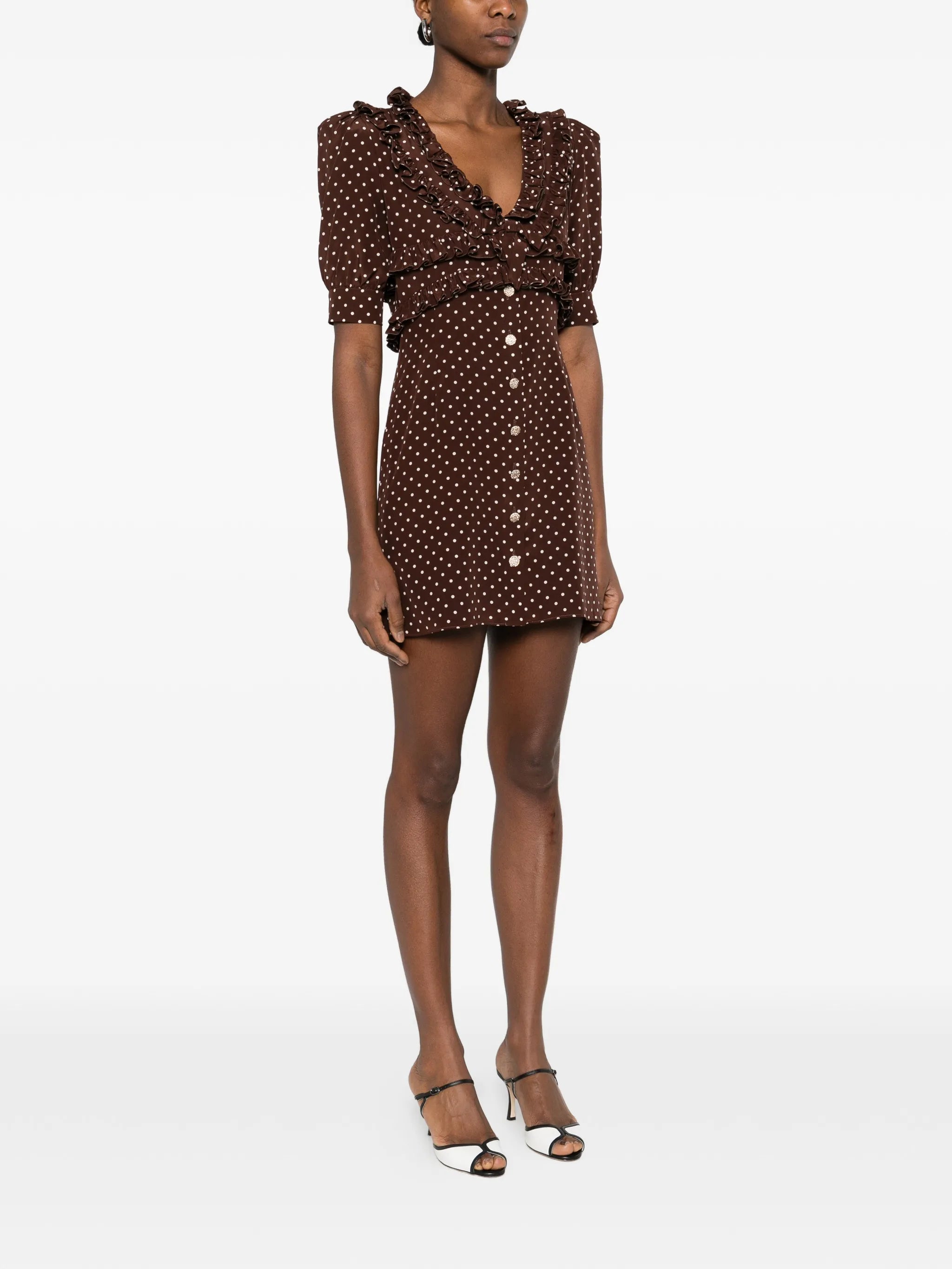 ruffled polka-dot mini dress