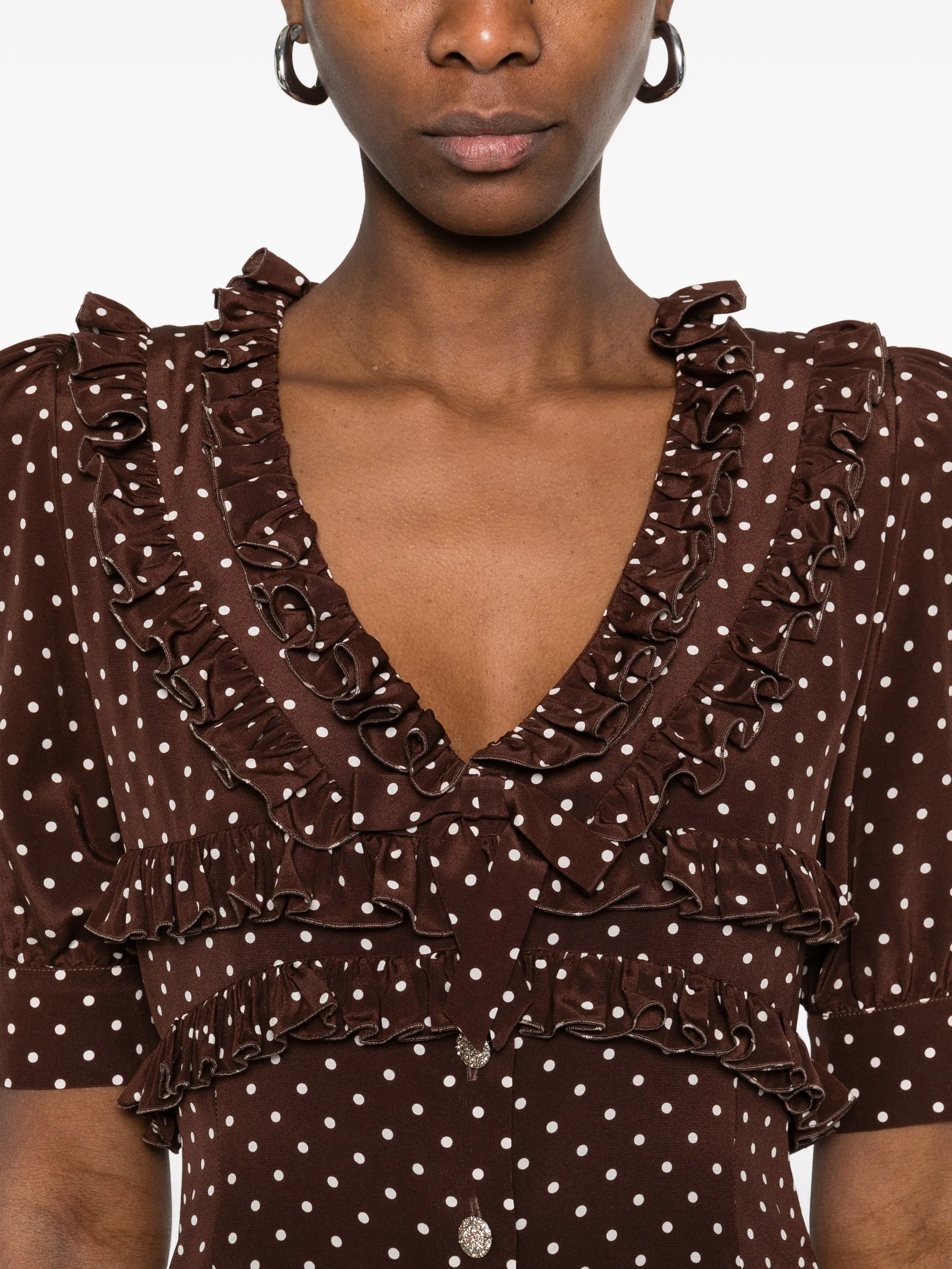 ruffled polka-dot mini dress