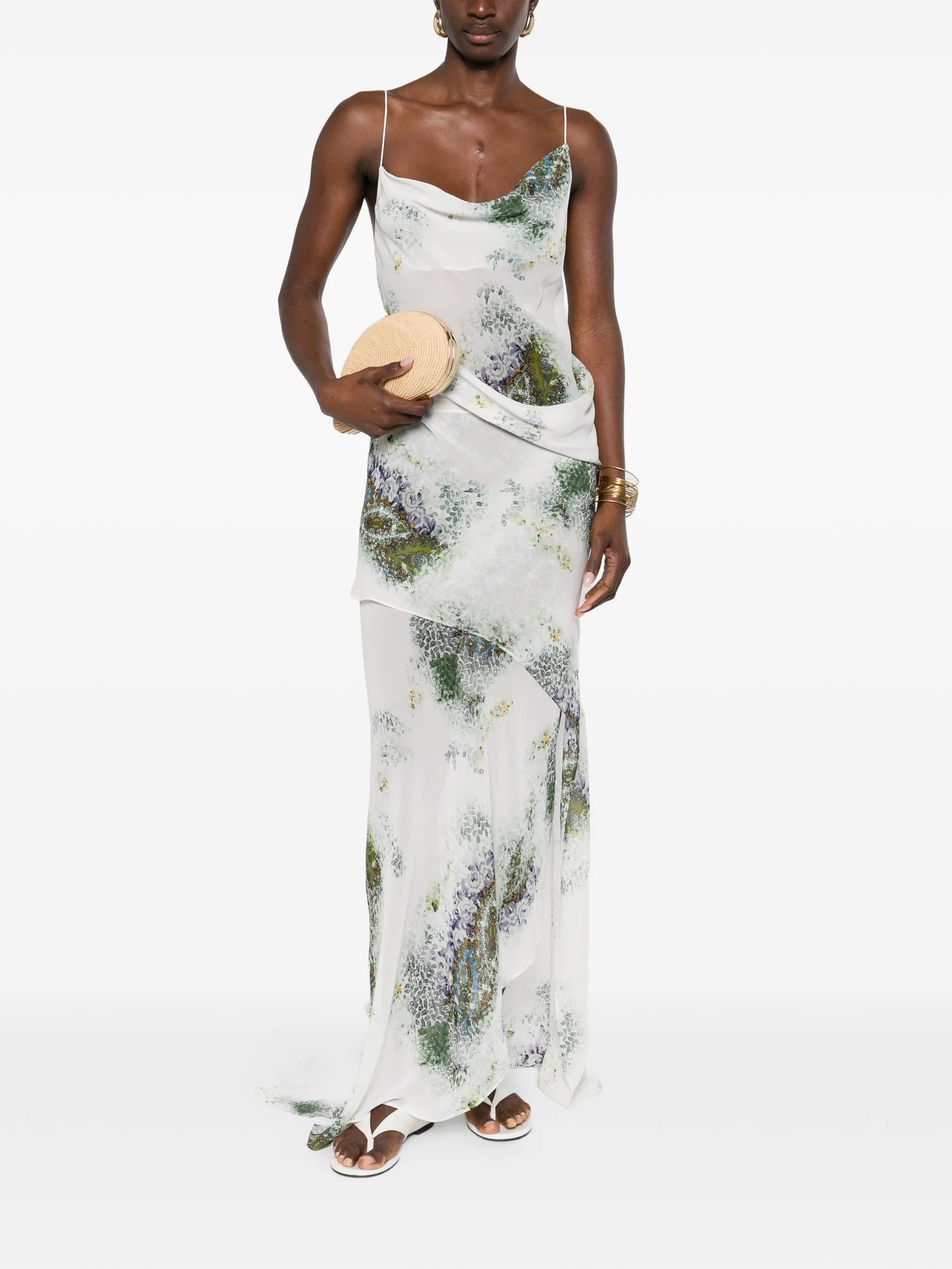 Absence cowl-neck slip maxi dress