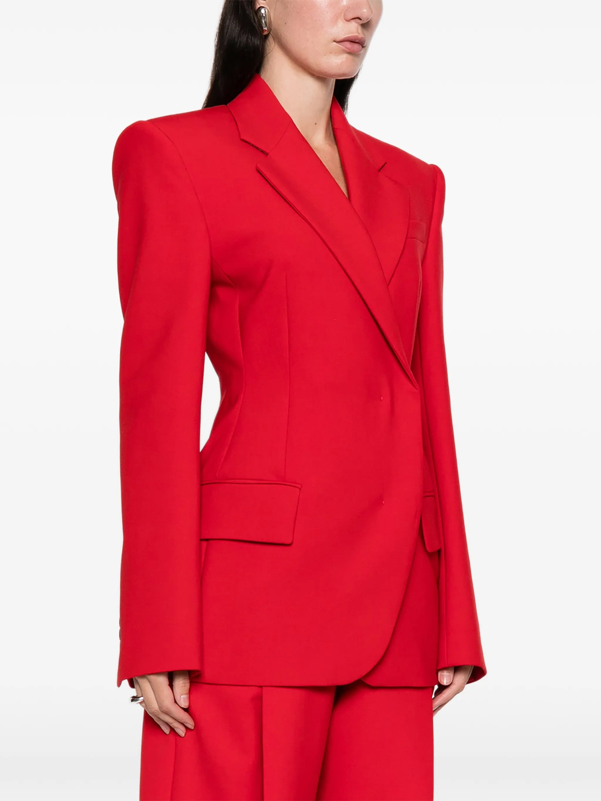 buttoned double-breasted blazer