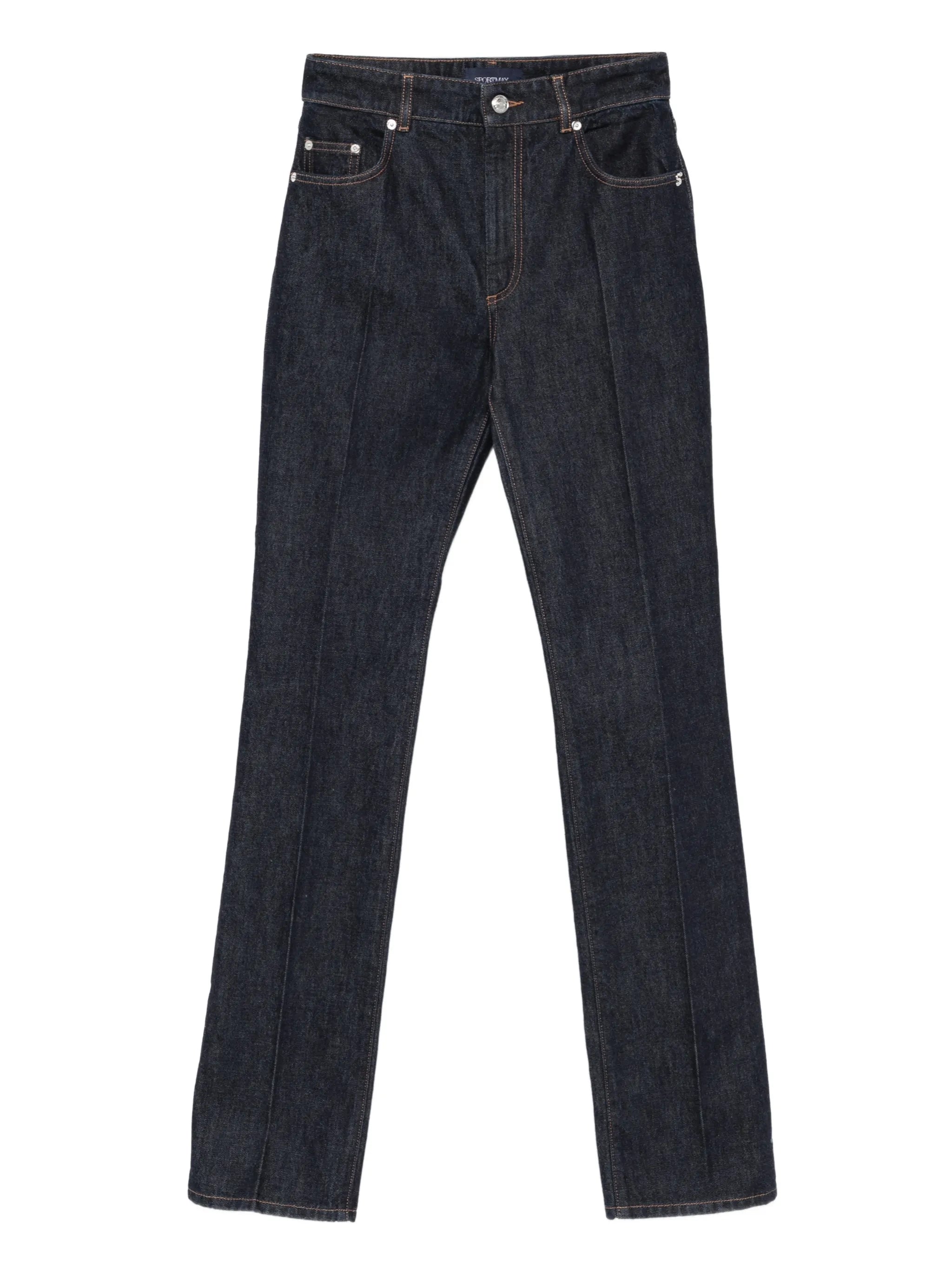 slim-fit jeans with flared hems