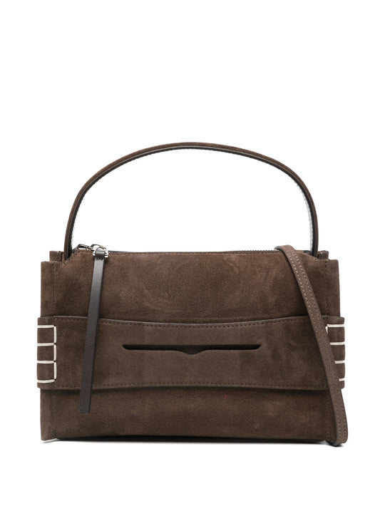 small loafer suede top handle bag