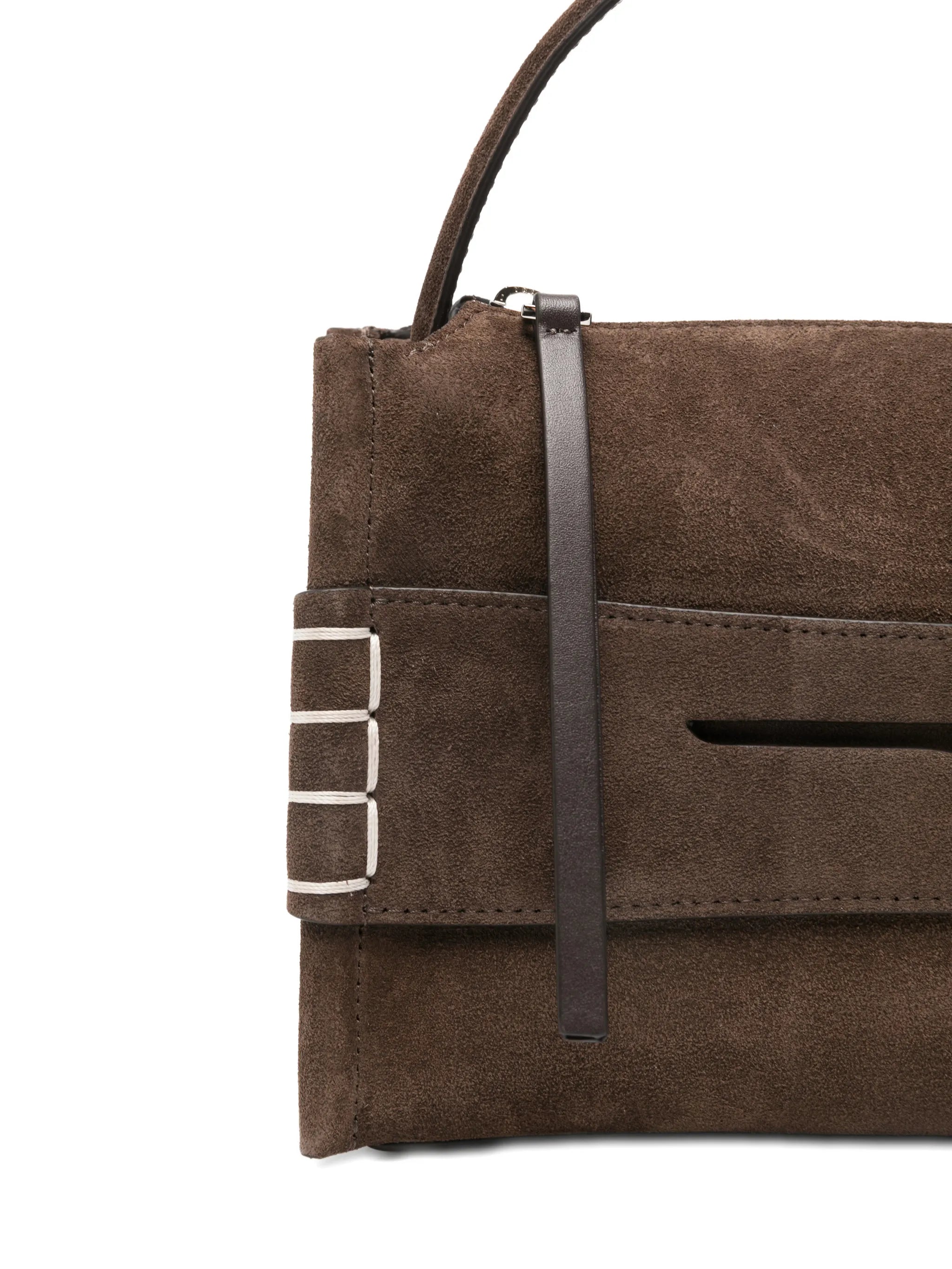 small loafer suede top handle bag