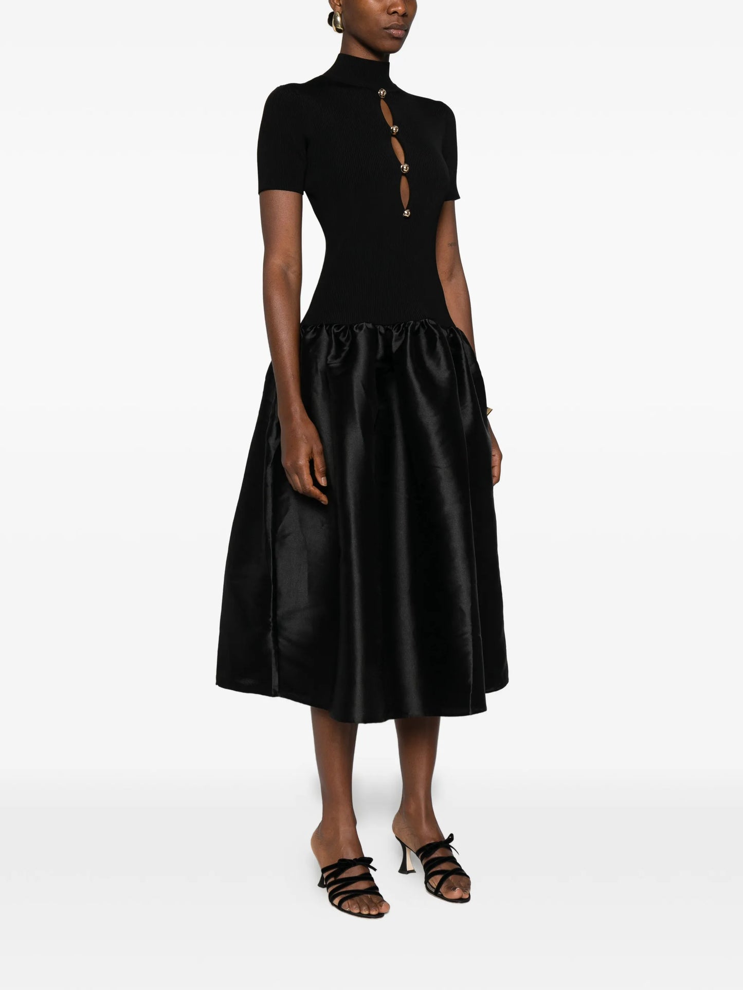 button-detail midi dress
