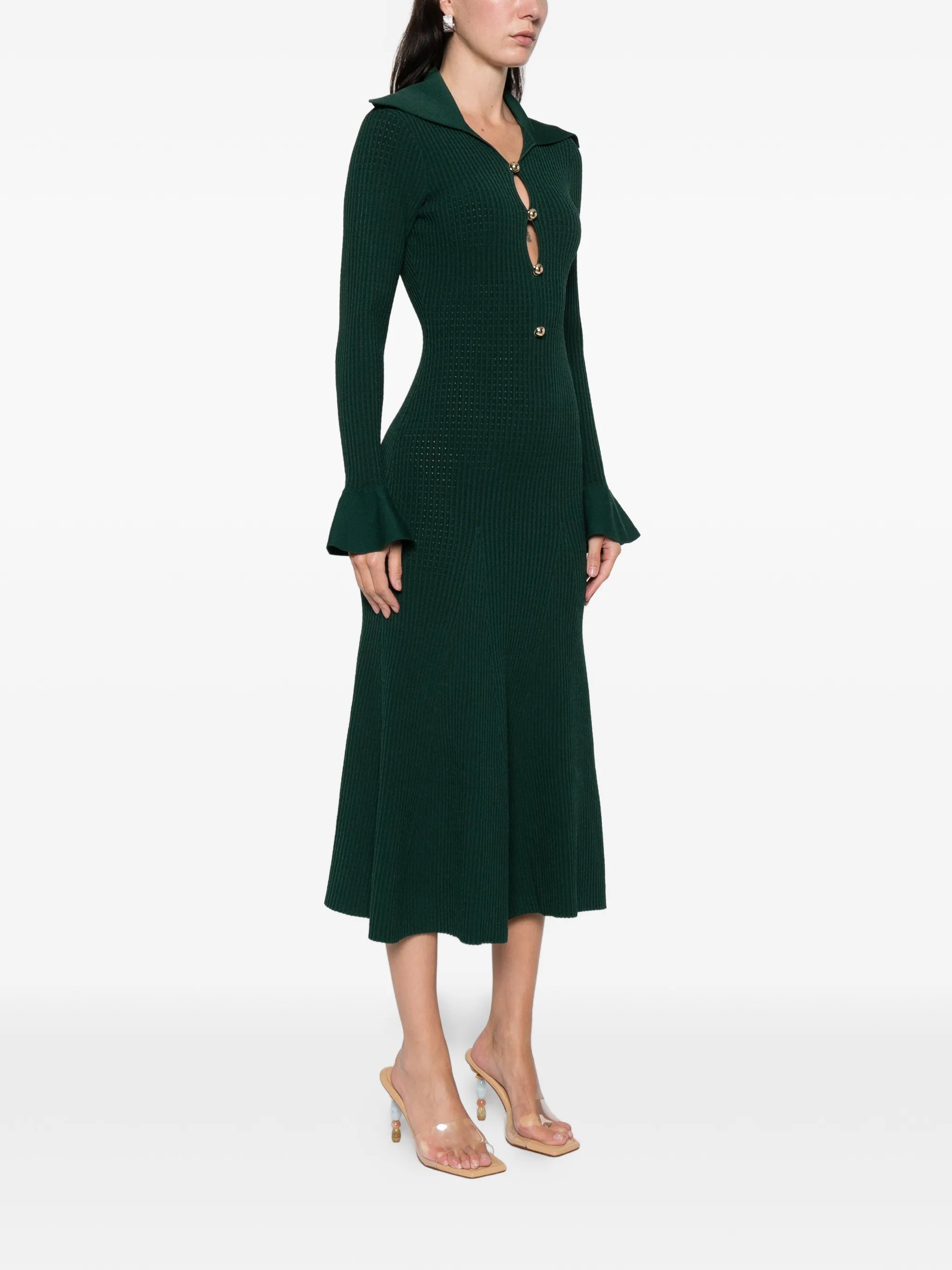 collared knitted midi dress