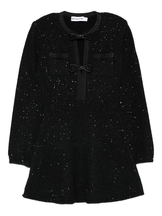 sequin bow mini dress