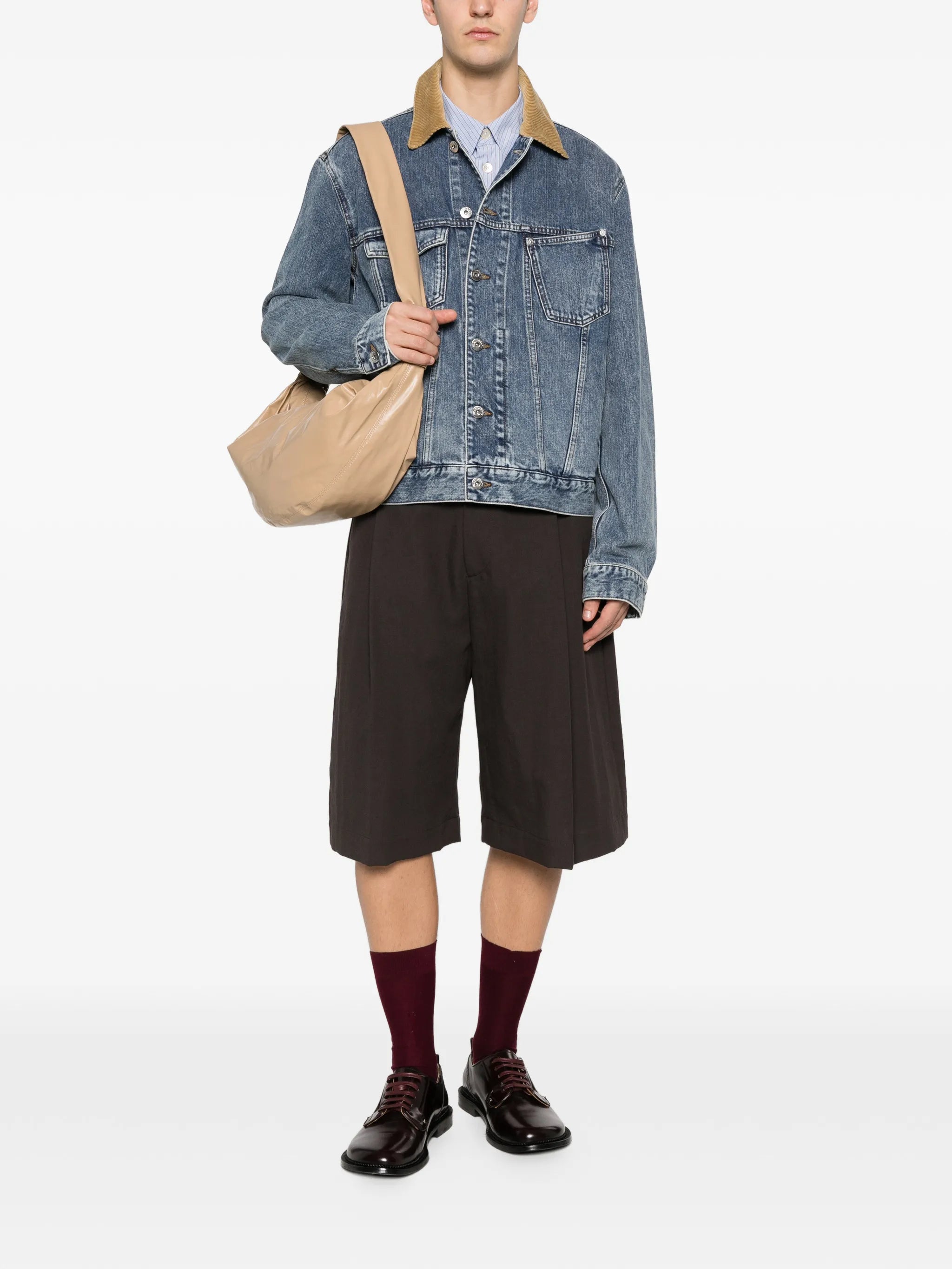 corduroy-collar denim jacket