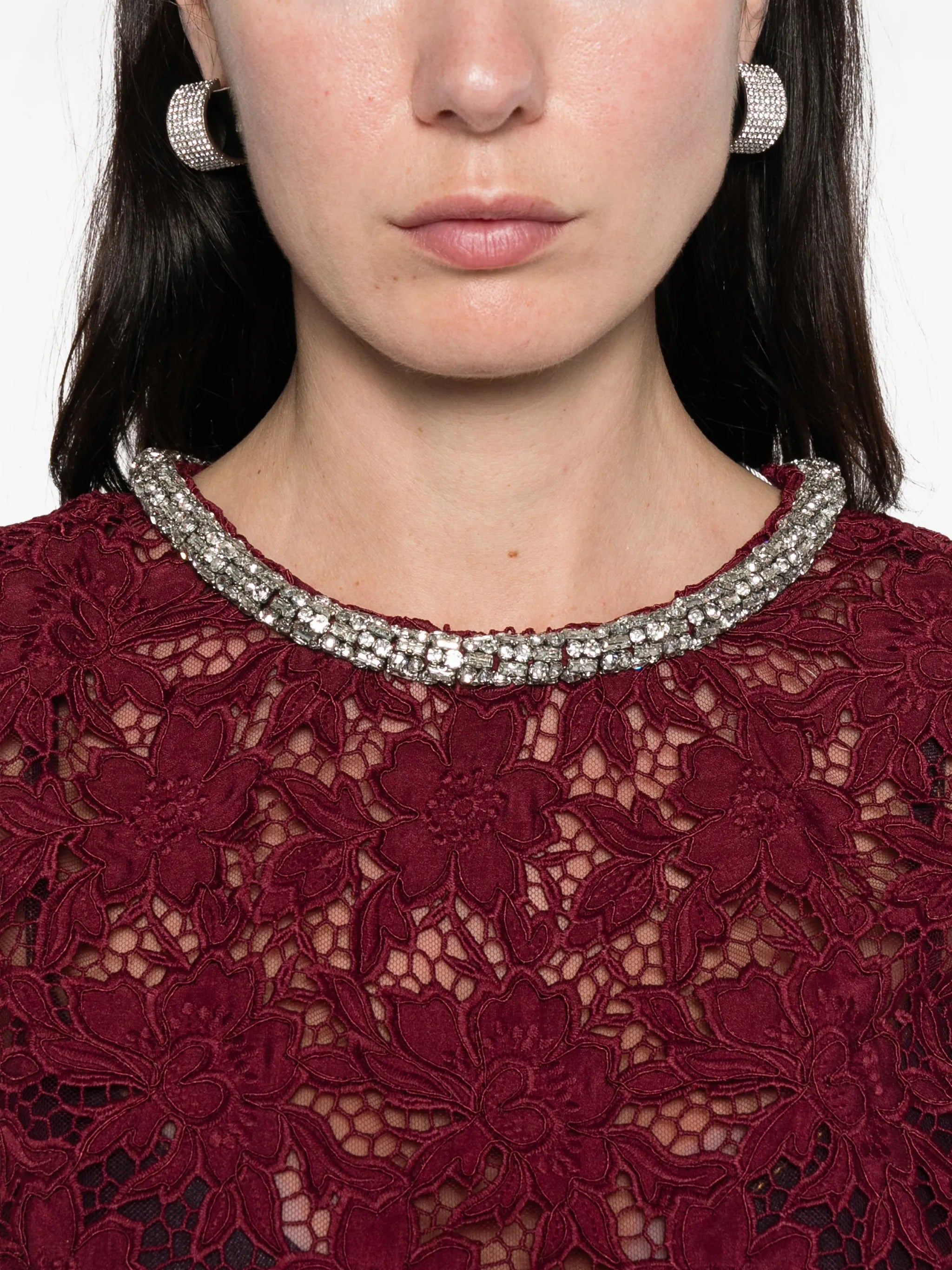 lace crystal-trim blouse