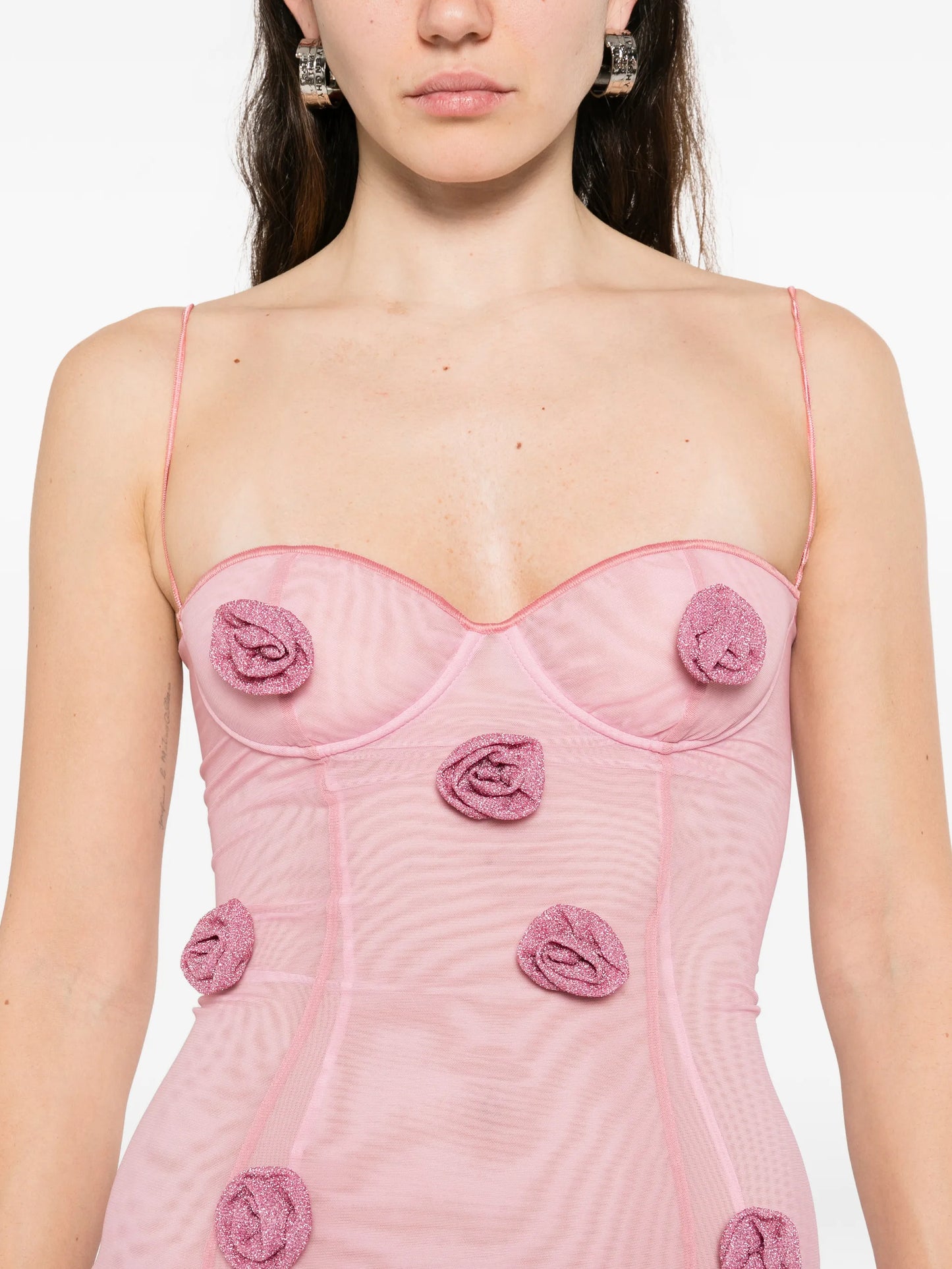rose balconette mini dress