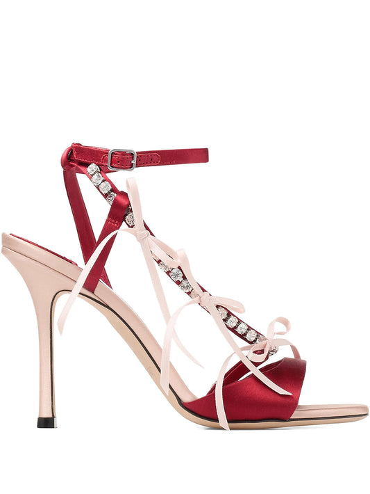 Lula crystal ribbon heeled sandals