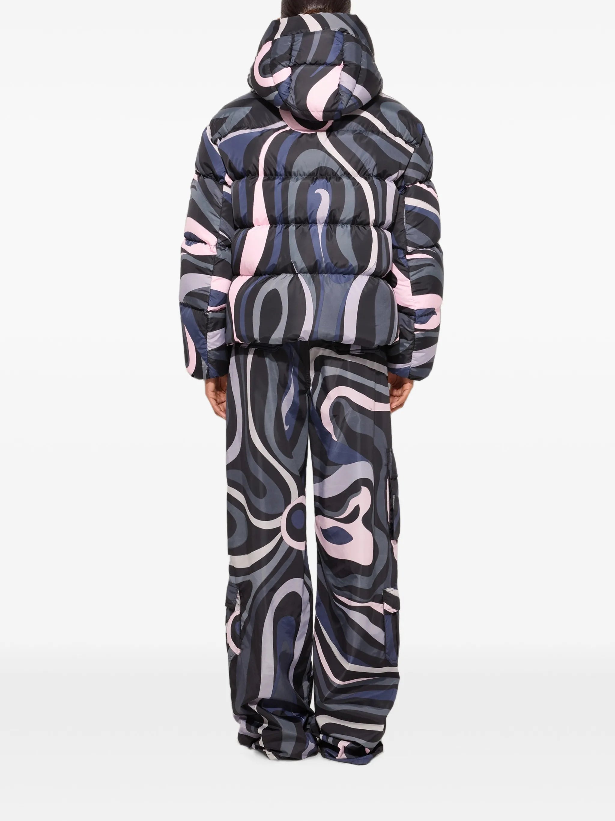 Marmo-print down jacket