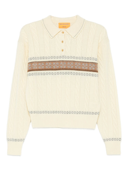 cable collegiate knitted polo top