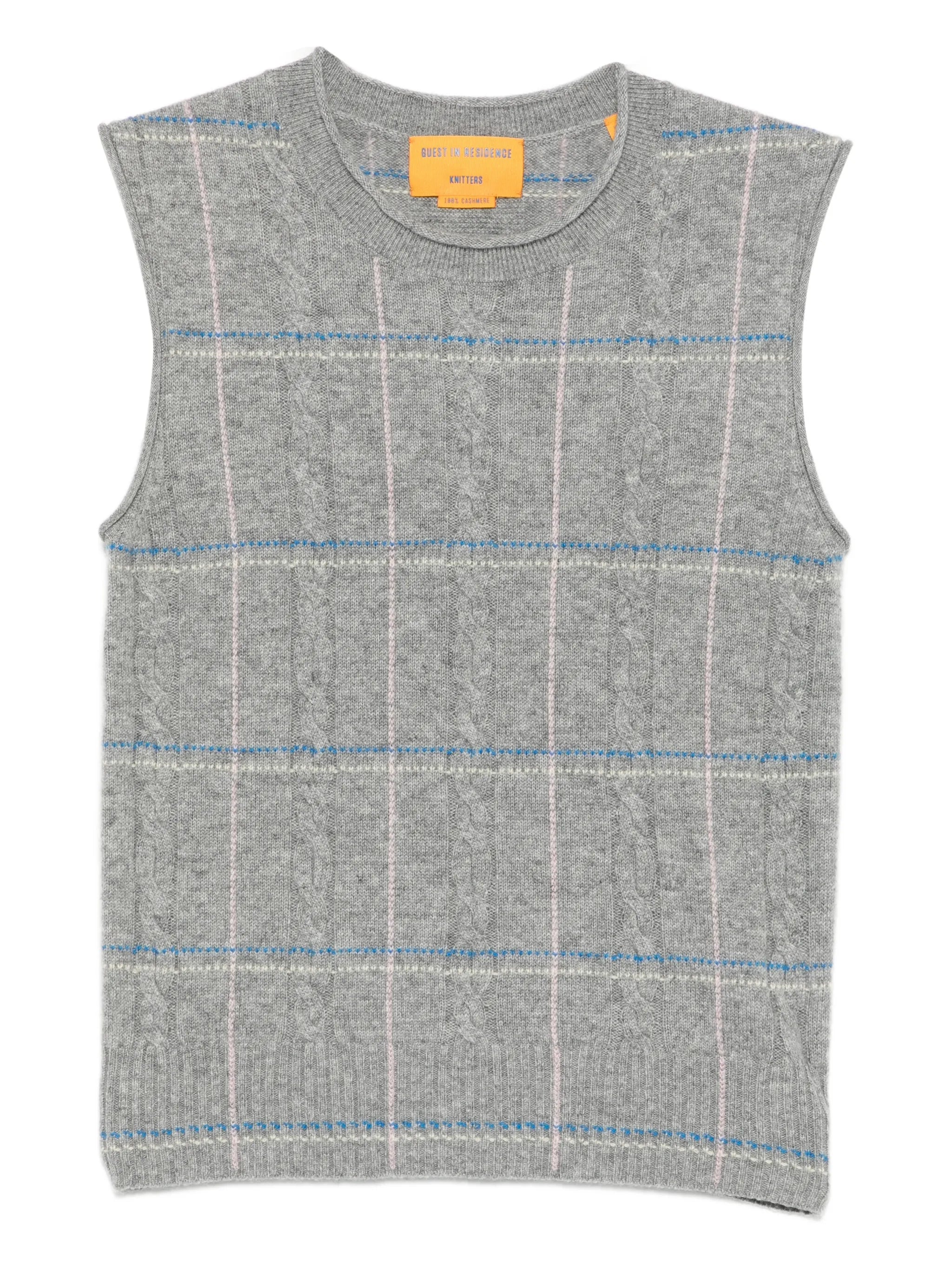 checked knitted vest
