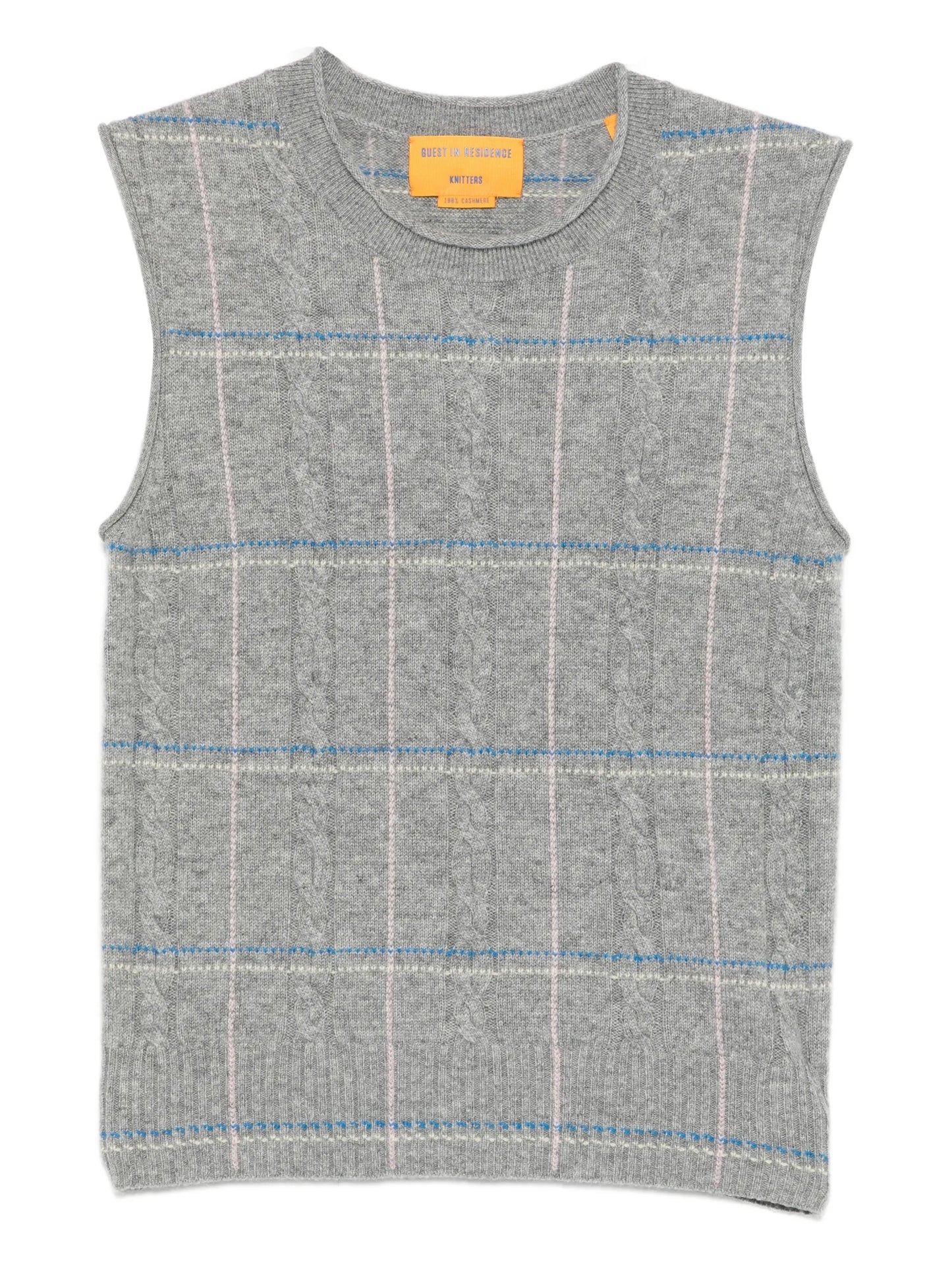checked knitted vest