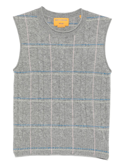 checked knitted vest