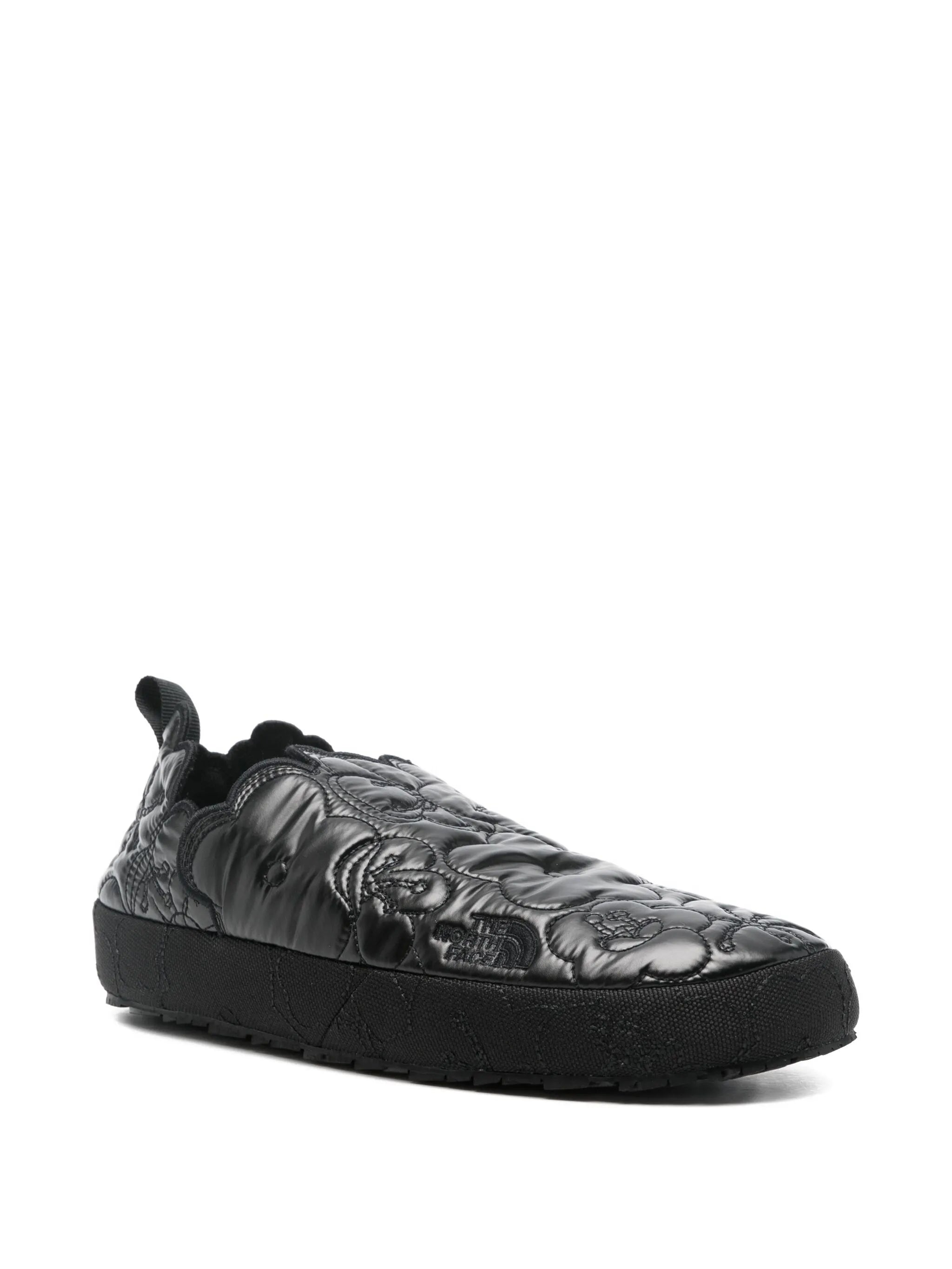 floral quilted mules