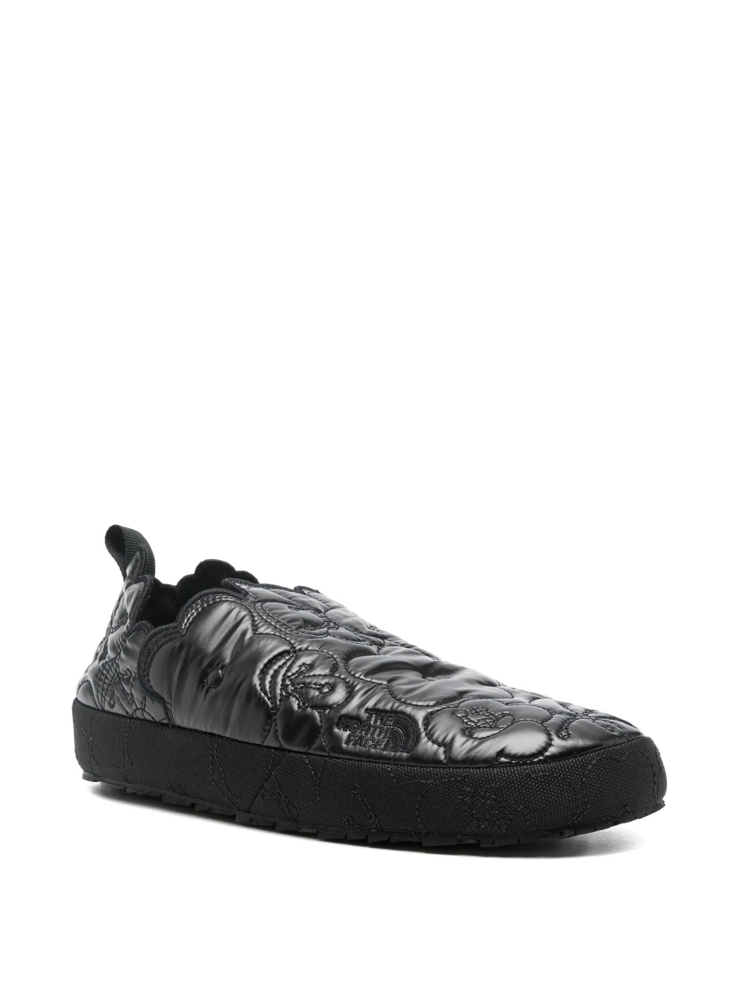 floral quilted mules