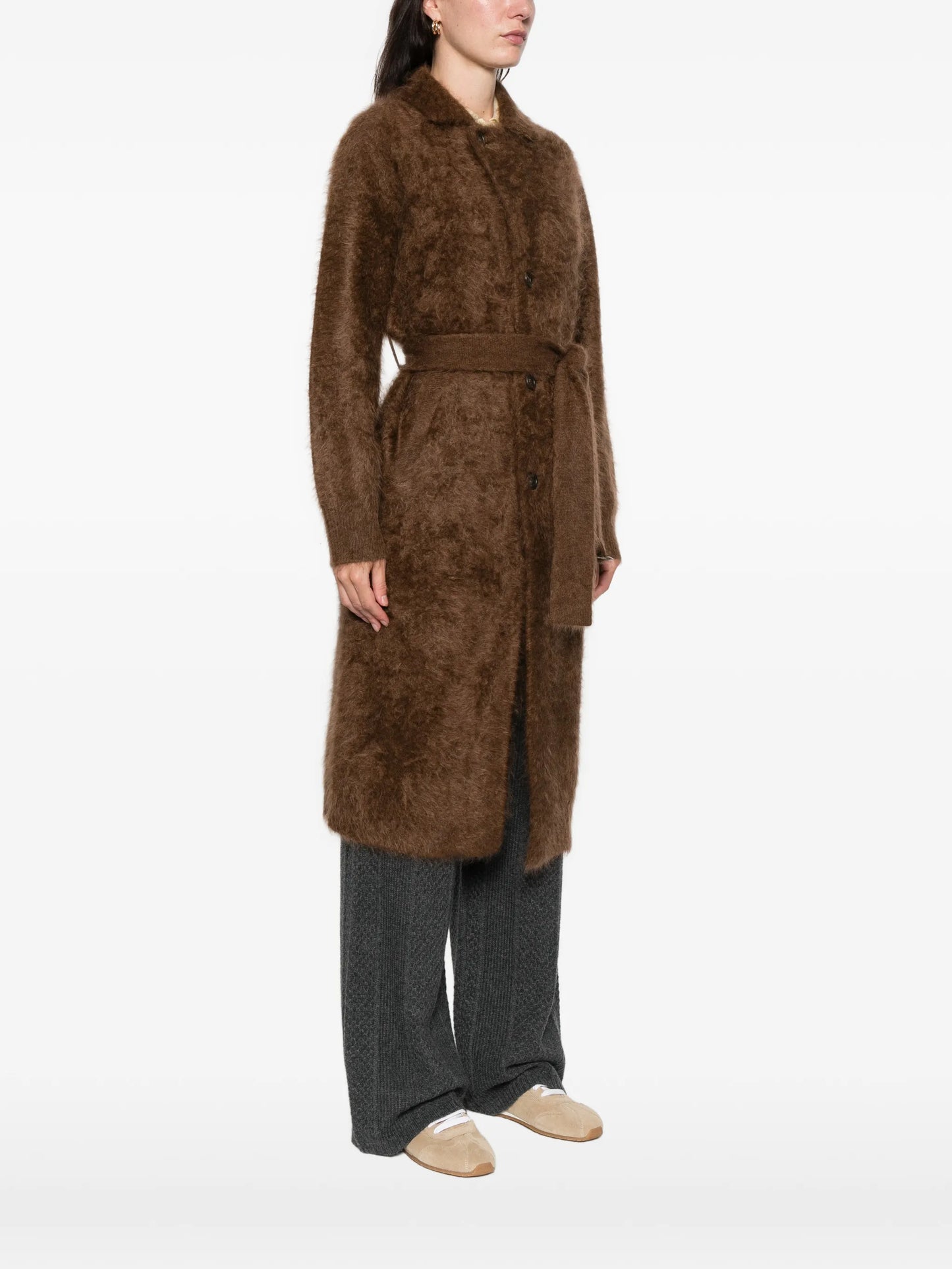 belted buttoned coat