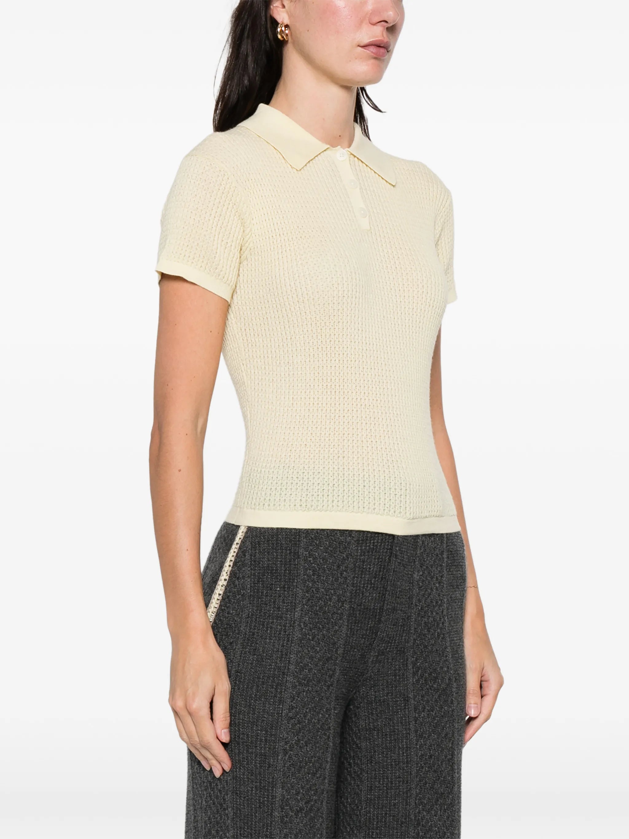shrunken-effect polo top