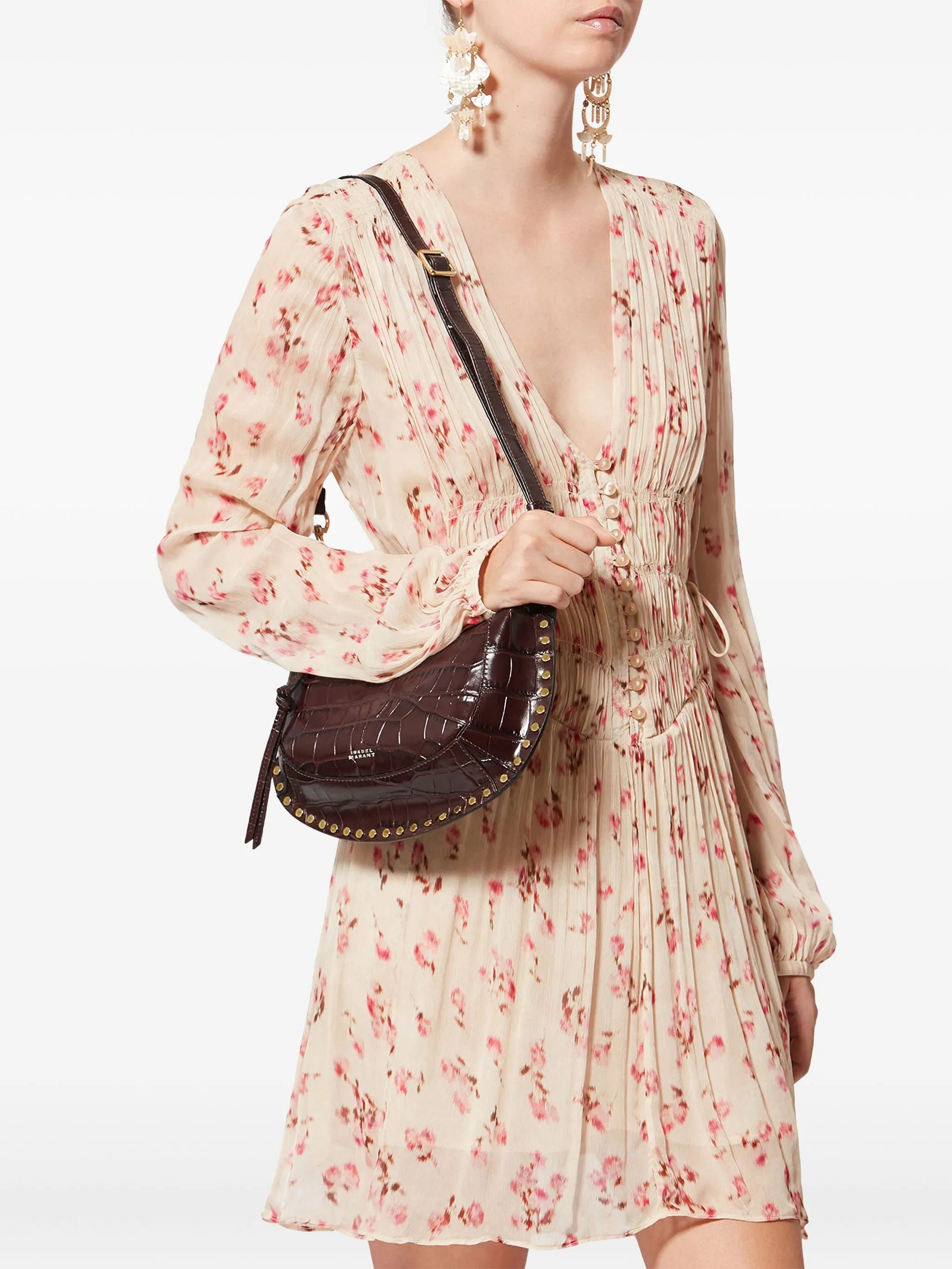 Oskan Moon croc-effect leather shoulder bag