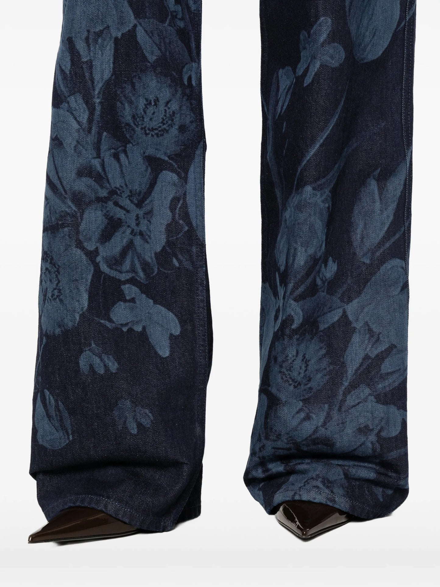 floral-print straight-leg jeans