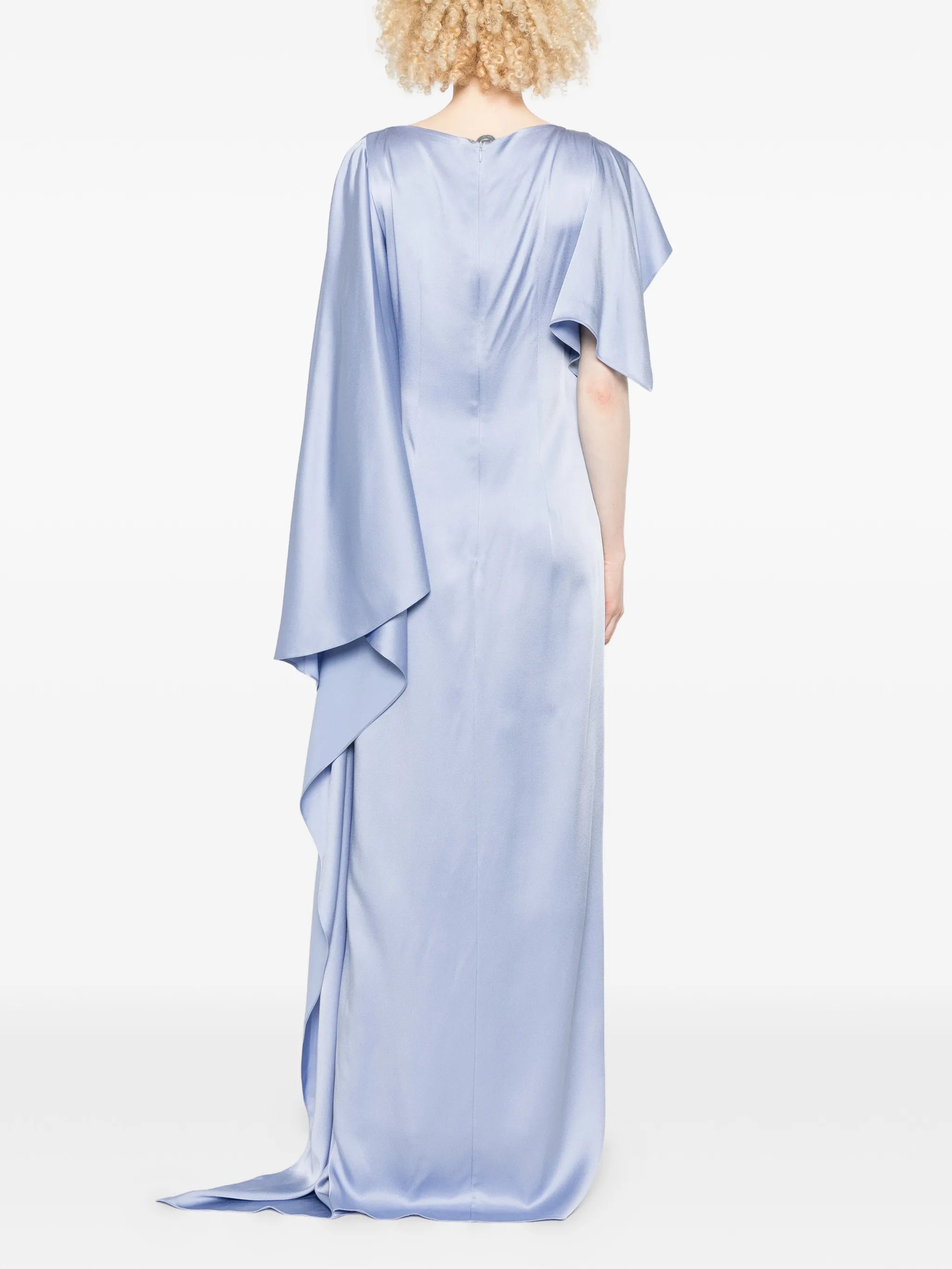 draped floral-embellishment maxi dress