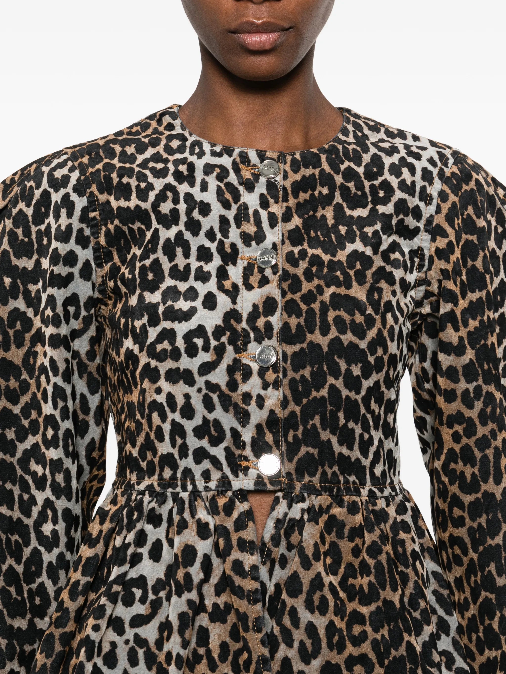 animal-print fitted jacket