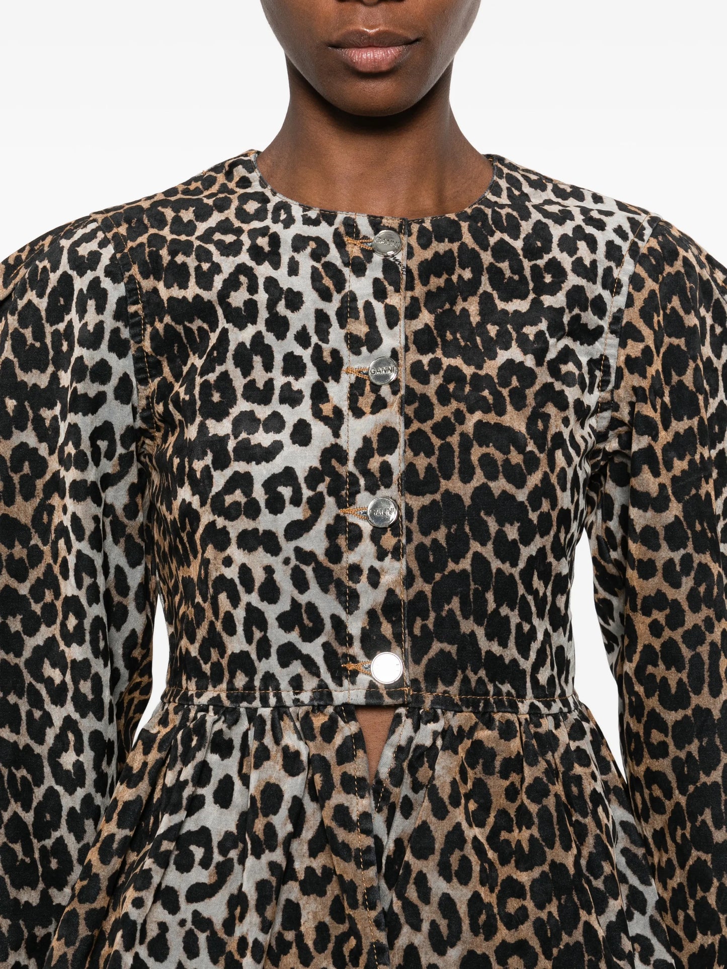 animal-print fitted jacket