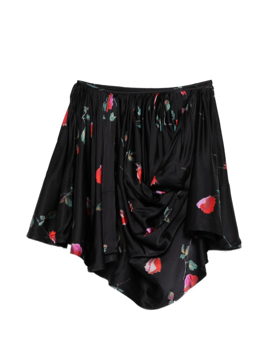 printed draped mini skirt