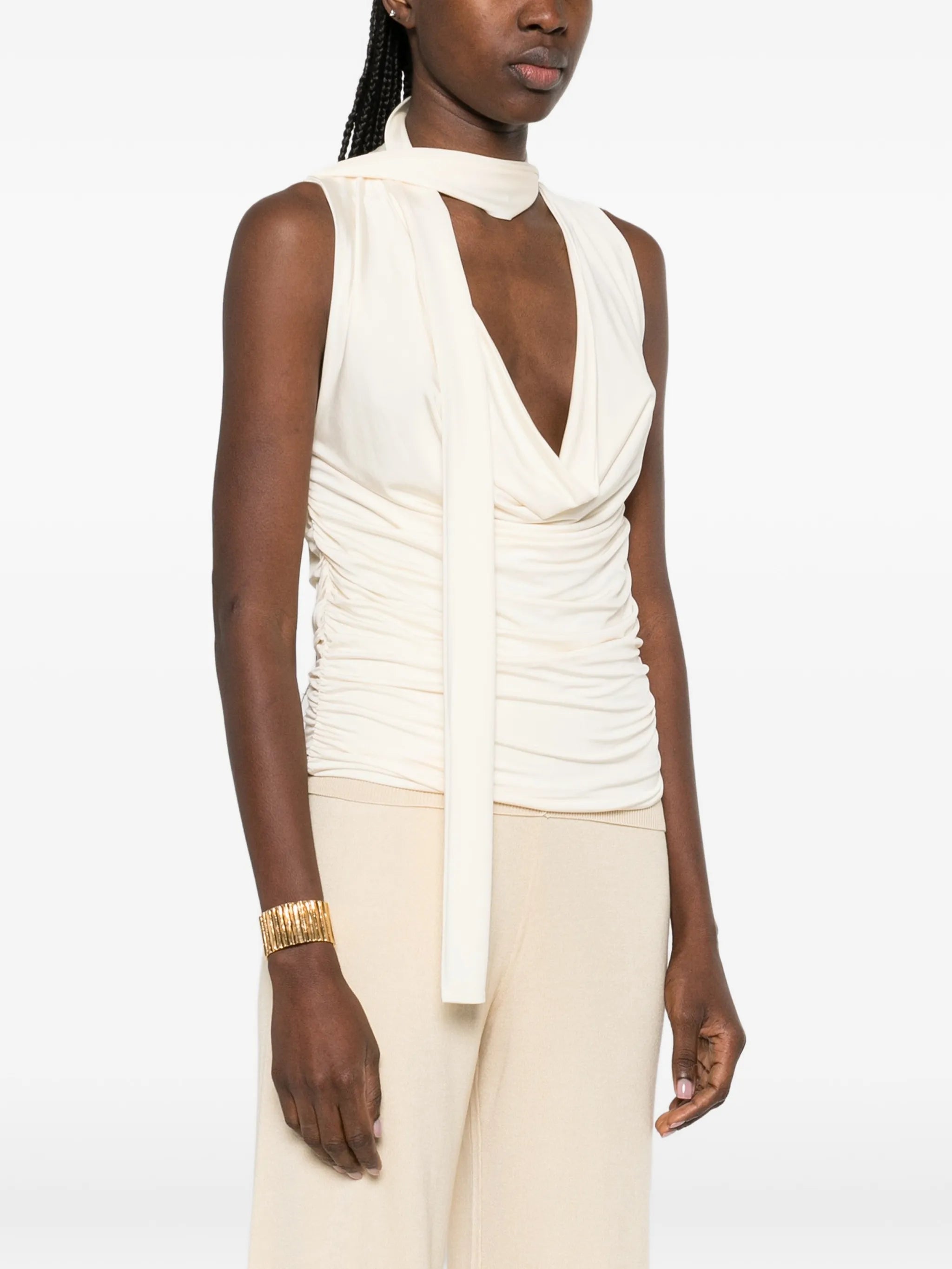 self-tie draped top