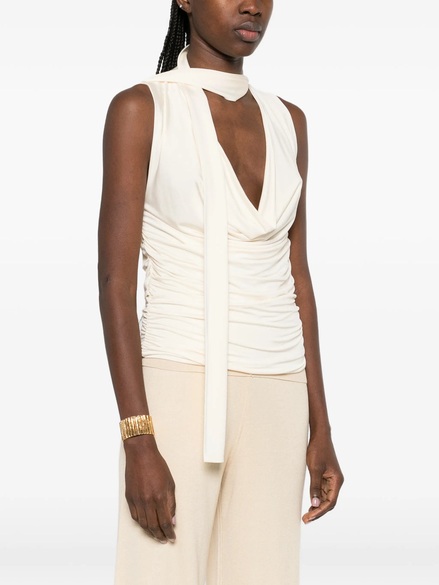 self-tie draped top