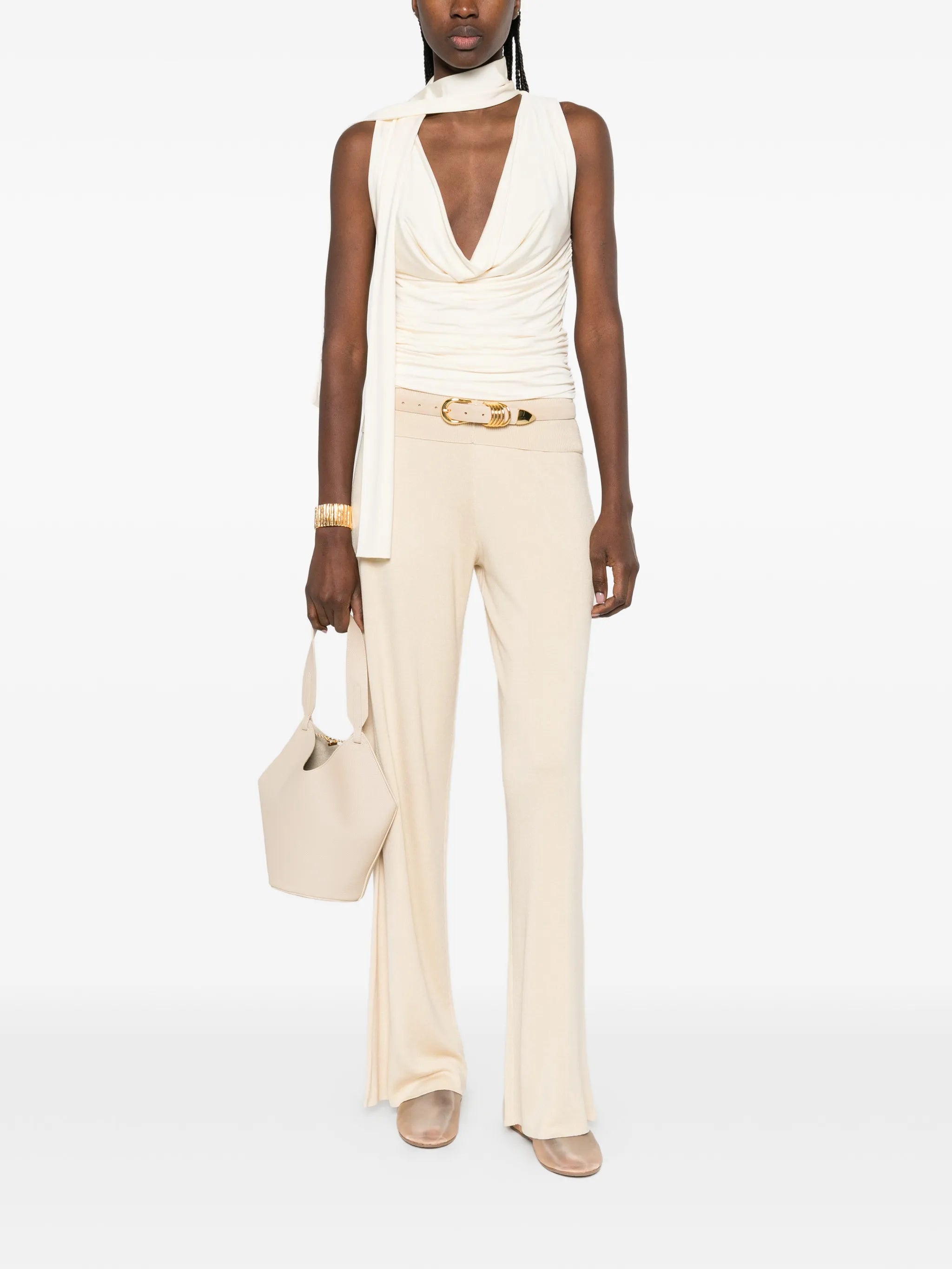 self-tie draped top