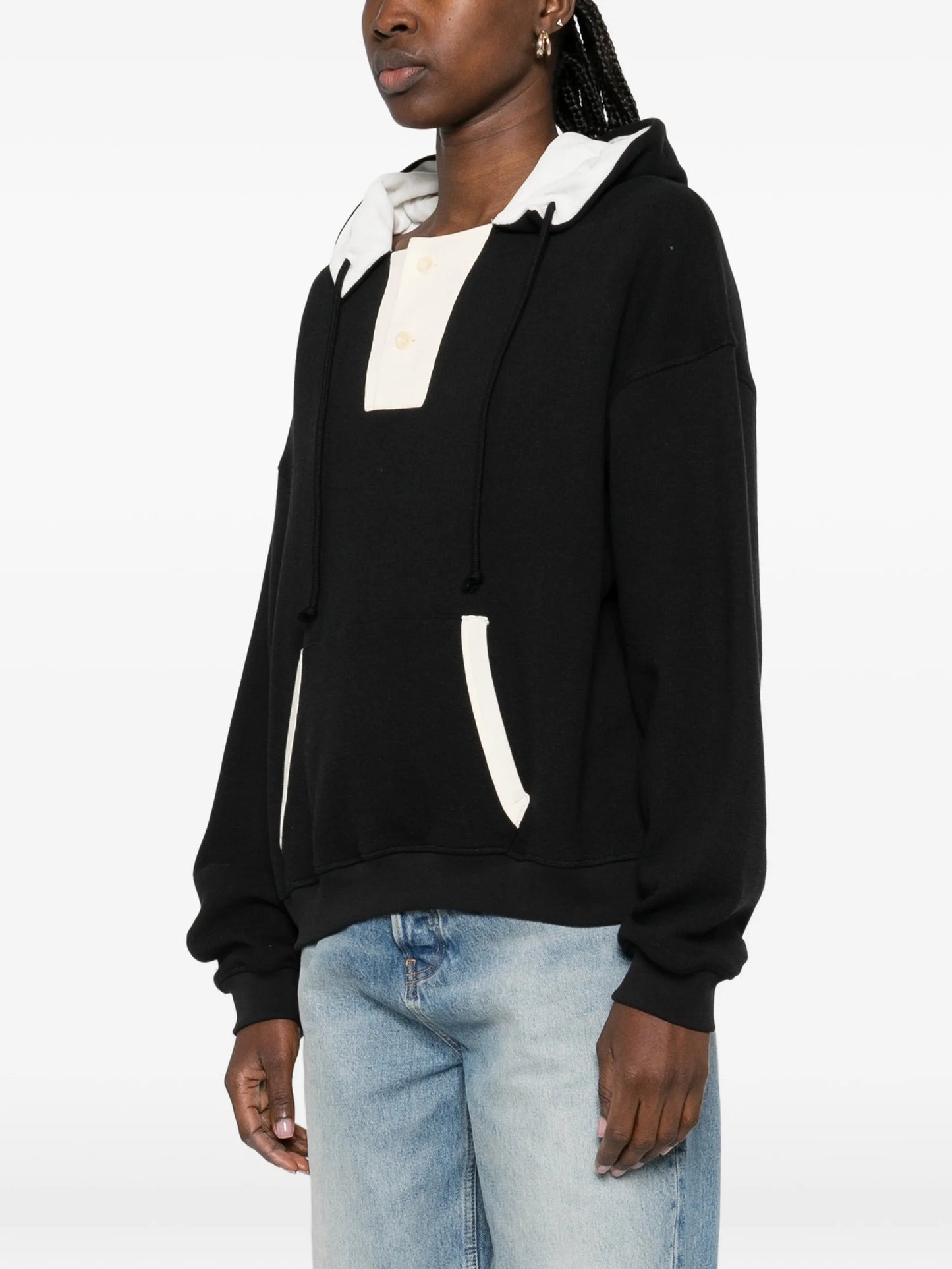 button-fastening hoodie