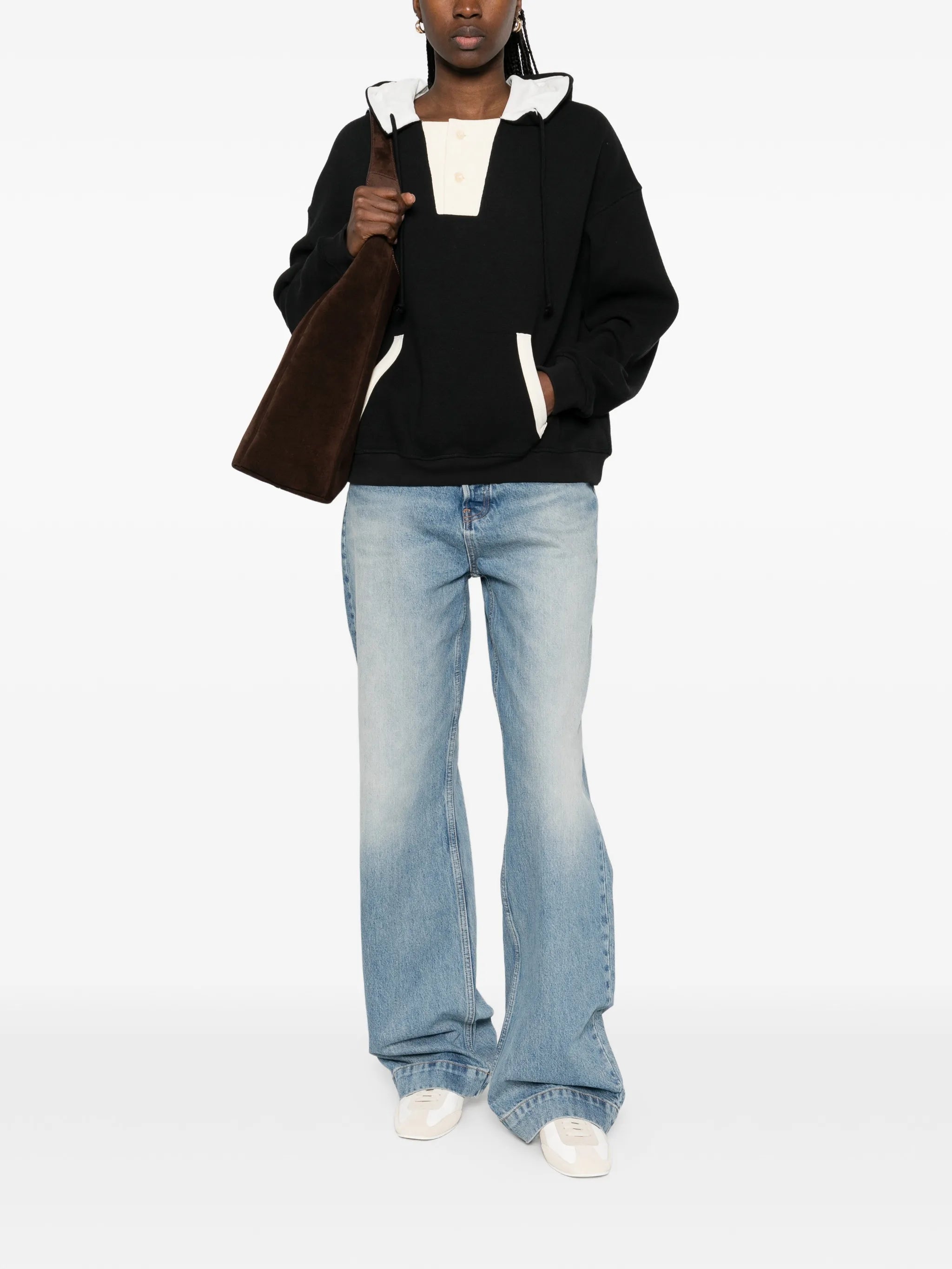 button-fastening hoodie