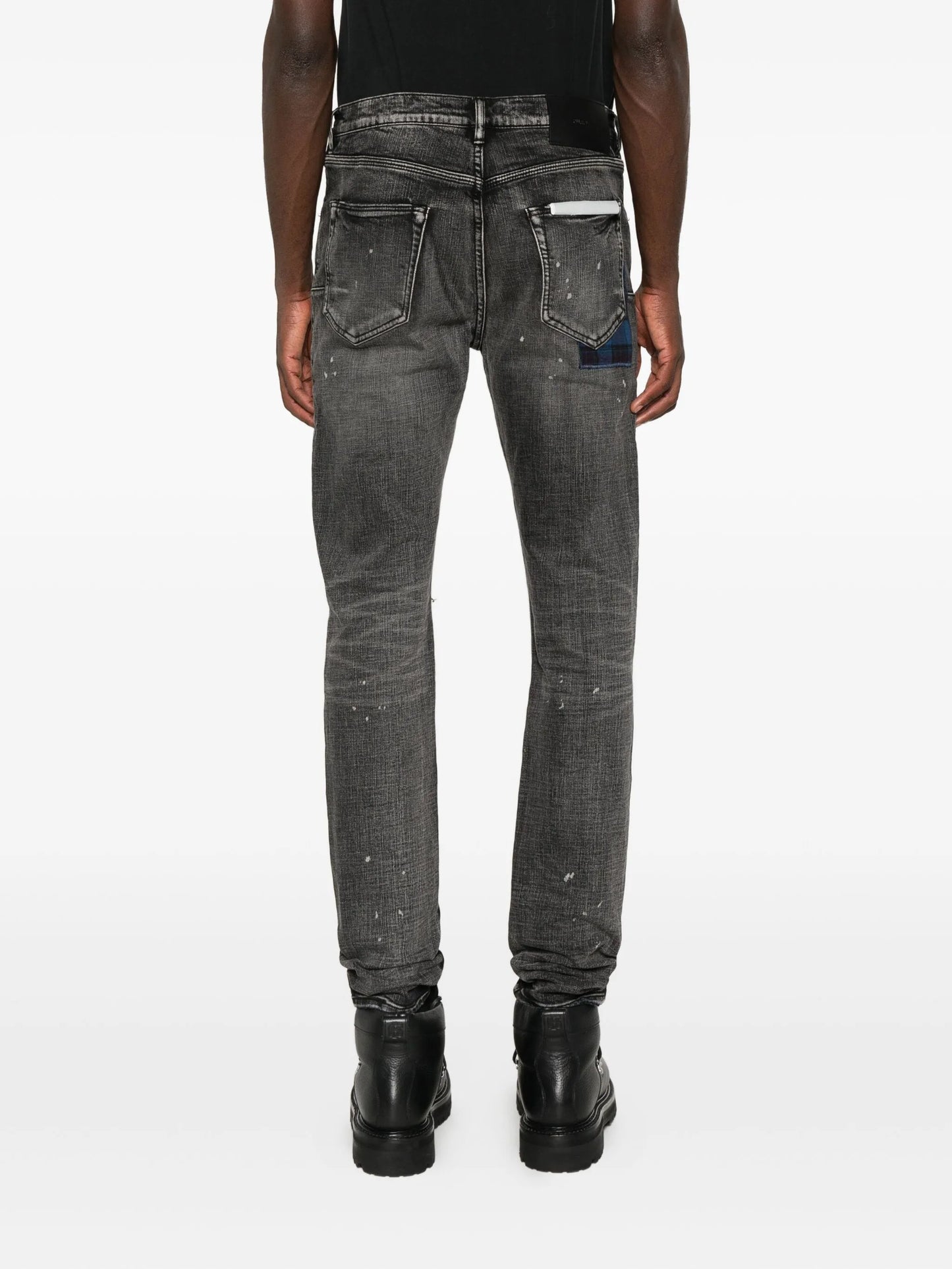plaid-patch jeans