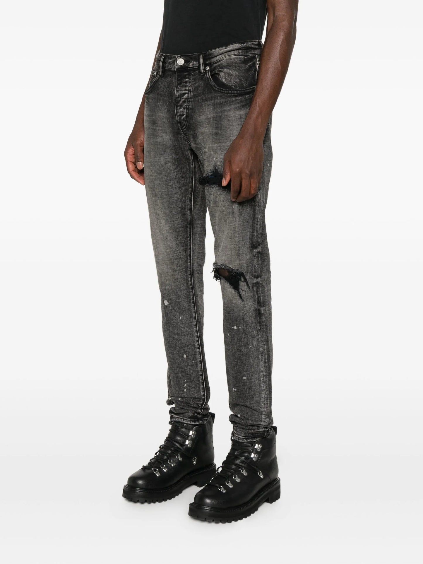 plaid-patch jeans
