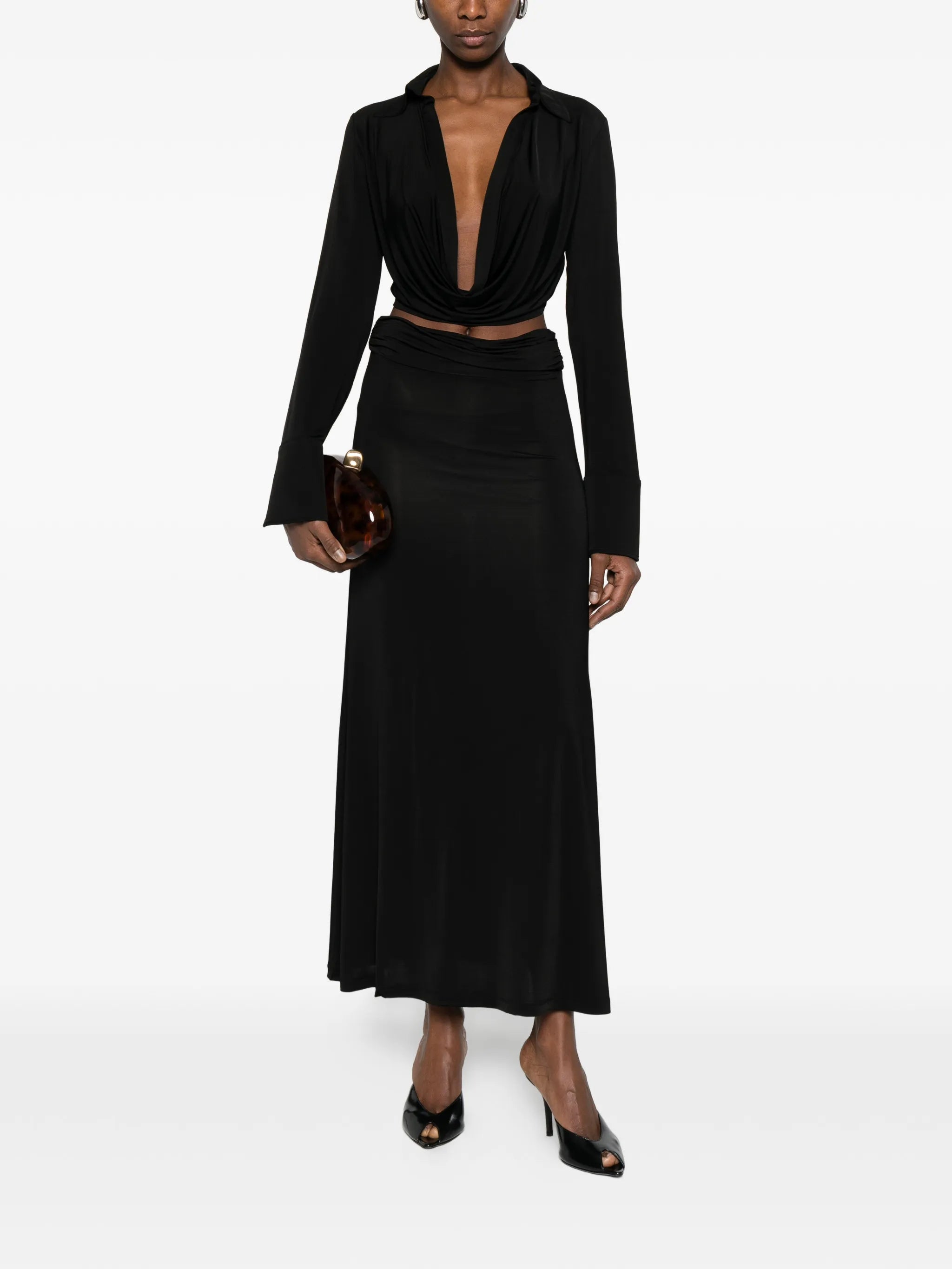 draped collared top