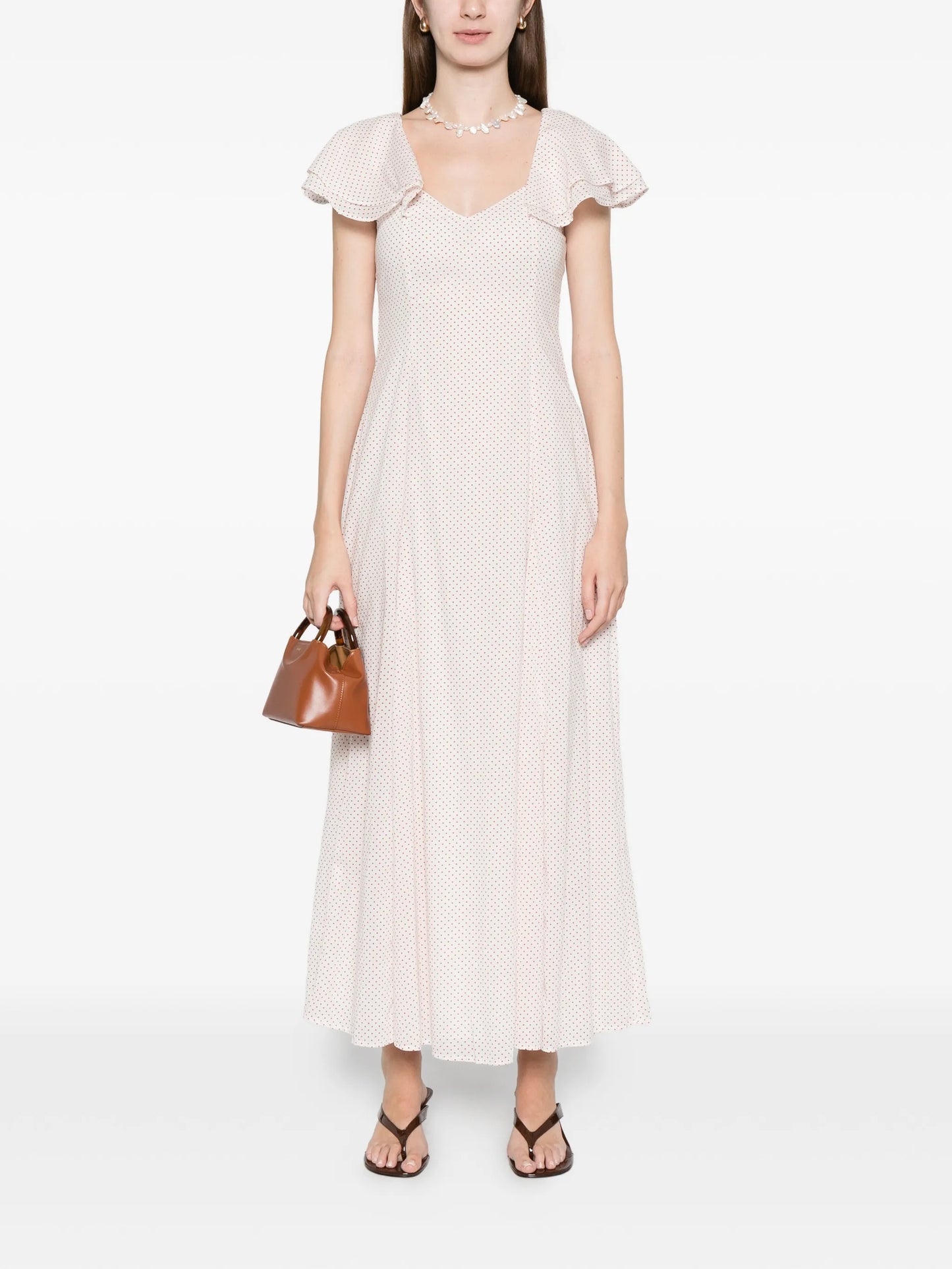 Marlowe flutter scoop-neck midi dress