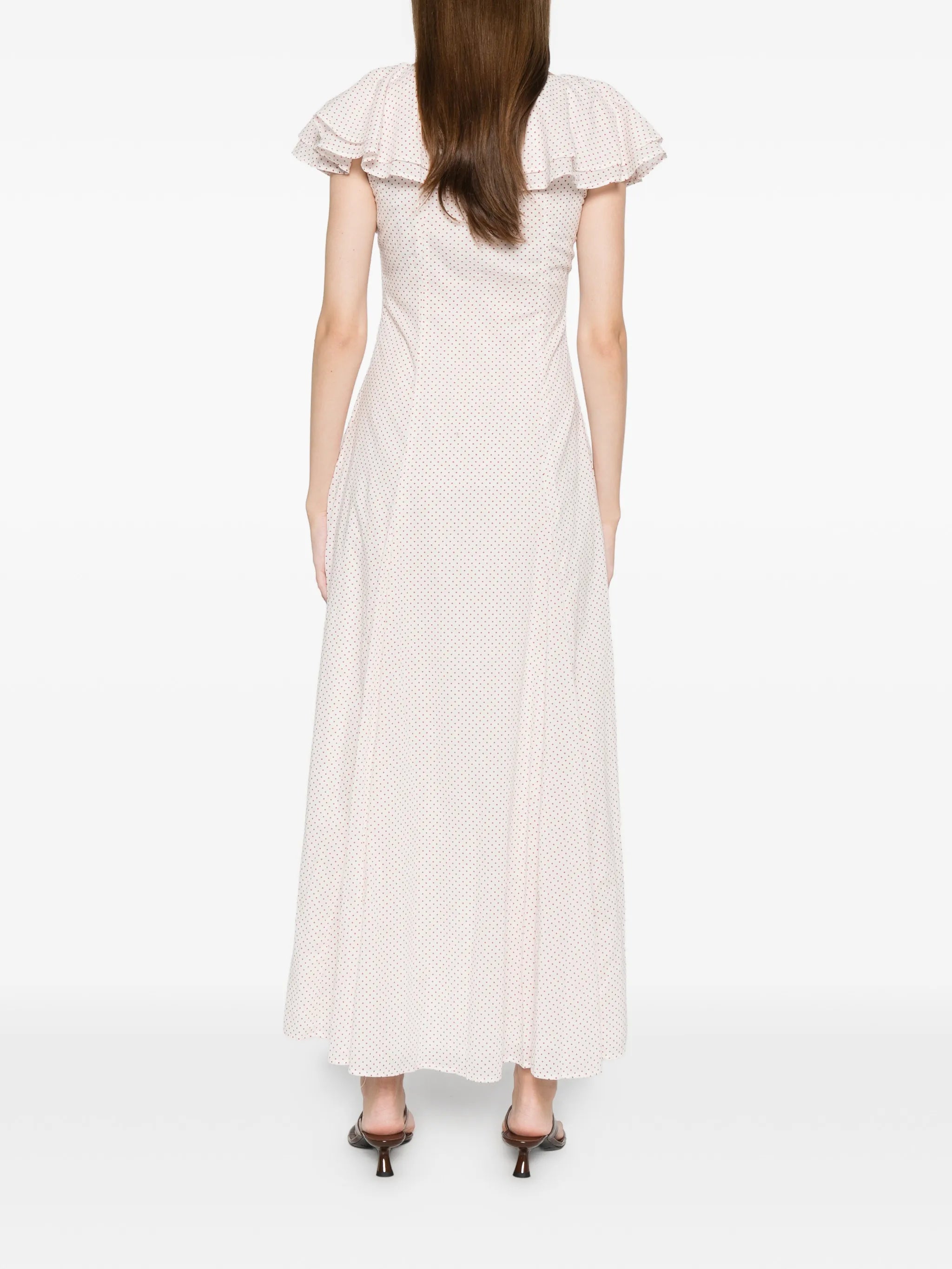 Marlowe flutter scoop-neck midi dress