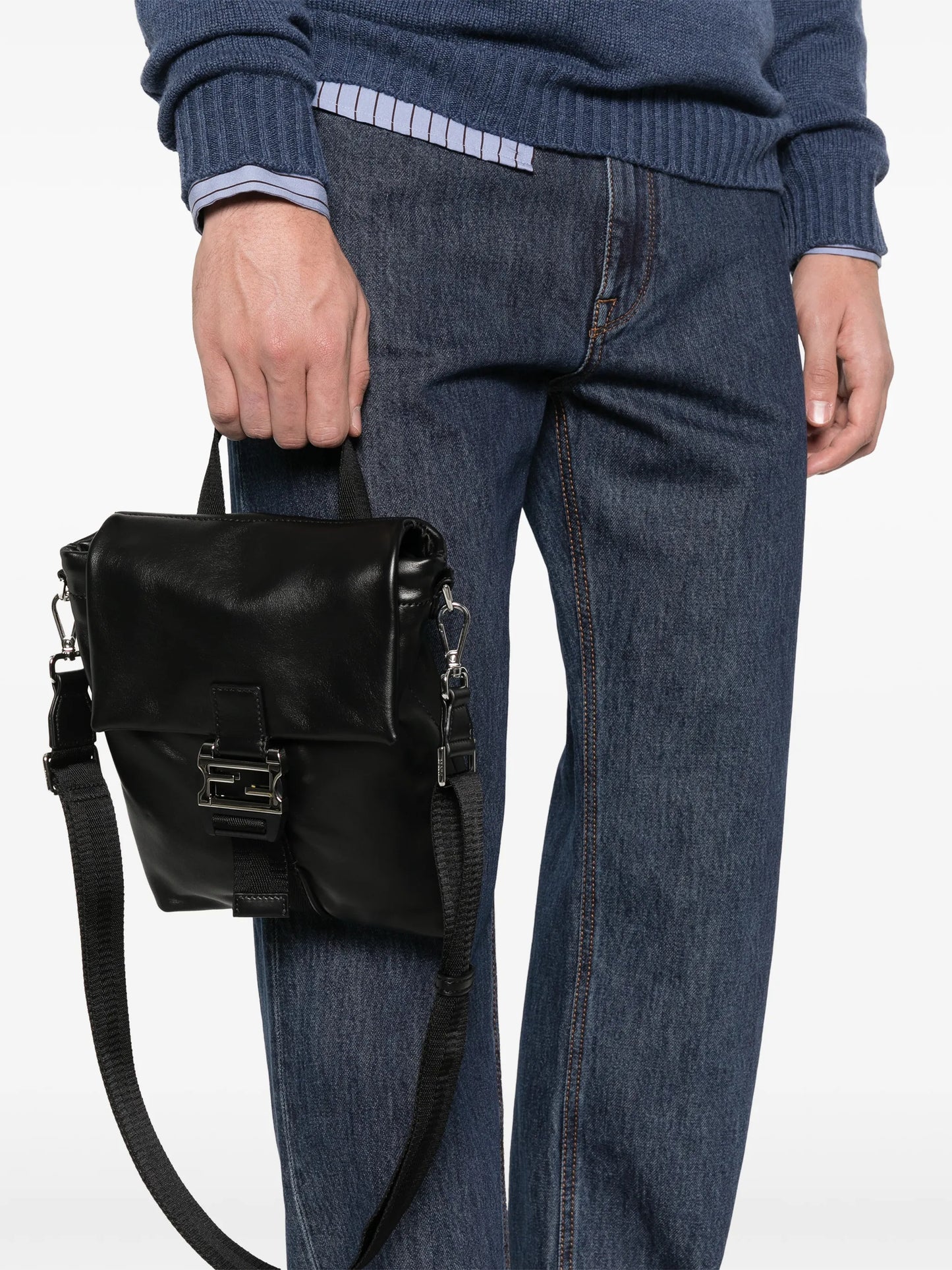 Flux FF buckle leather shoulder bag