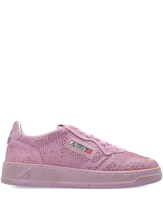 suede crustal-embellished sneakers