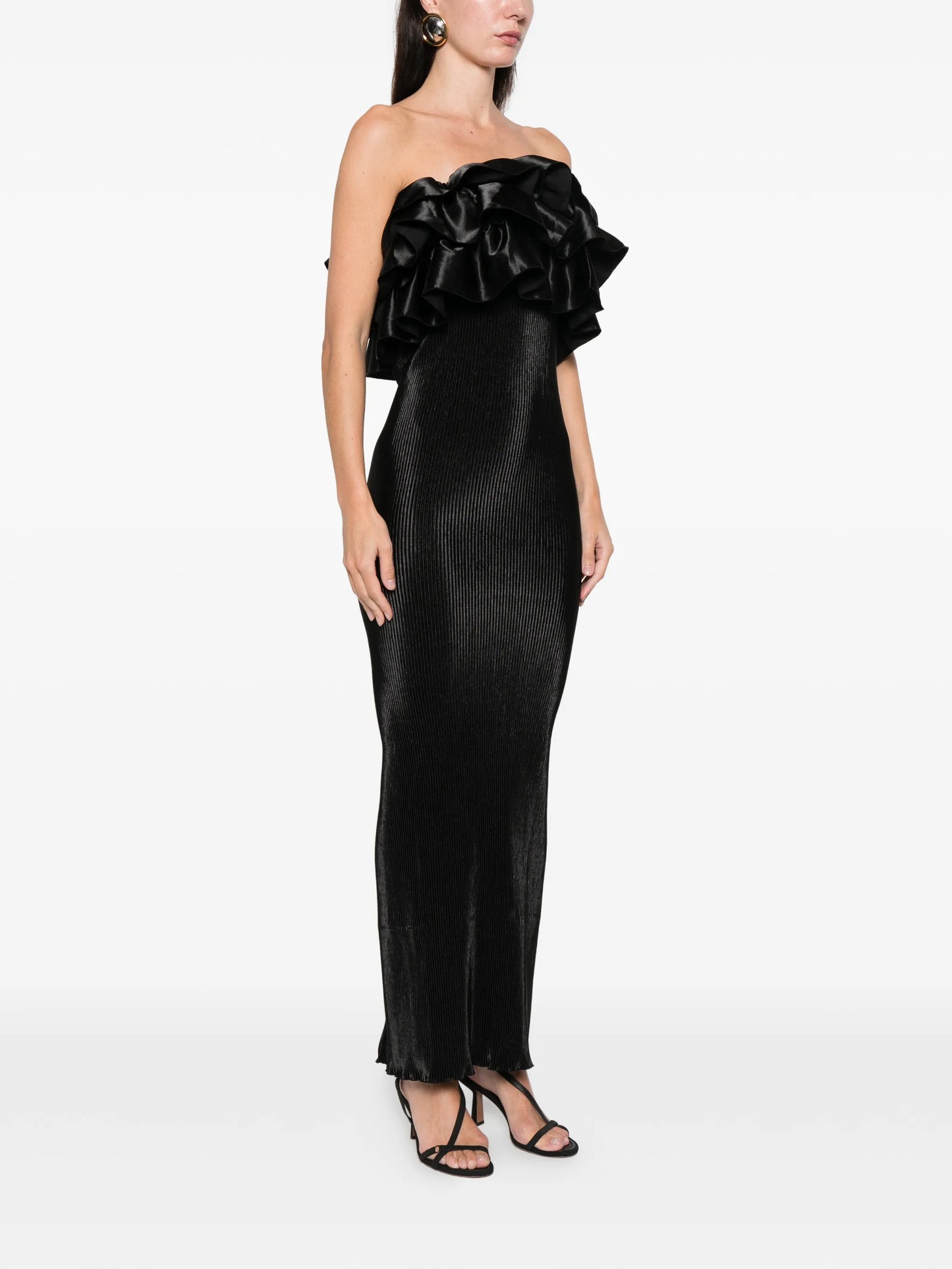 Paris ruffled-tube midi dress